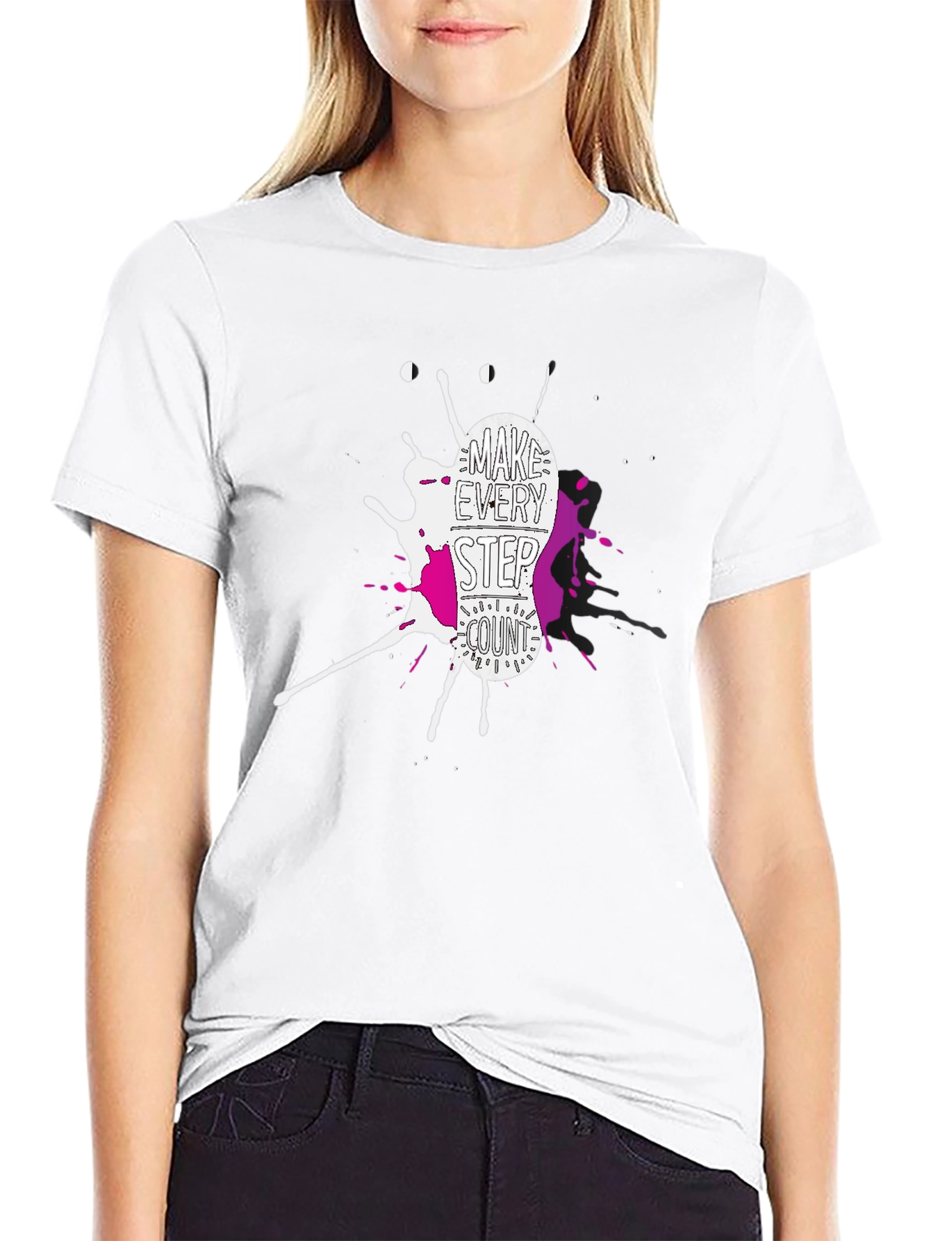 Make Every Step Count Graphic T-Shirt - Black