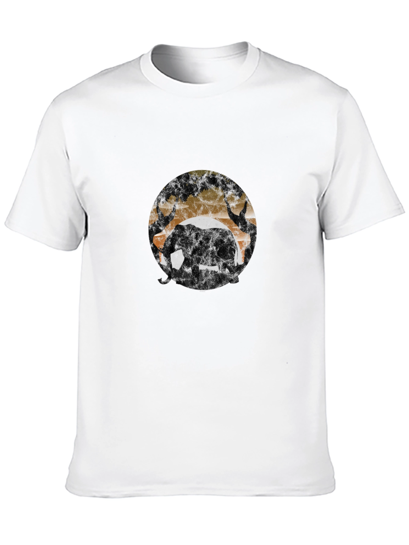 Elephant Silhouette Graphic Tee - Black Cotton Blend T-Shirt