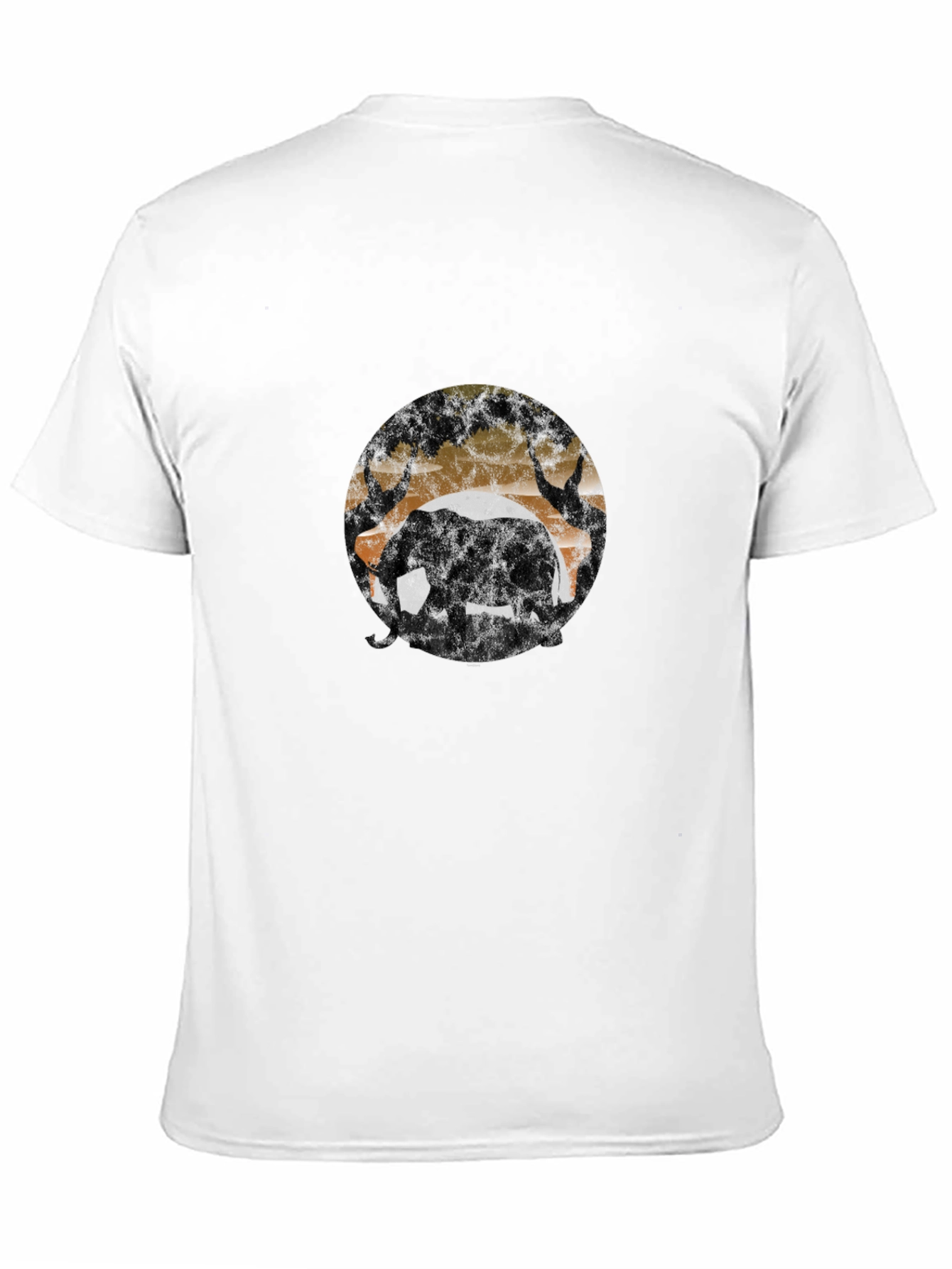 Elephant Silhouette Graphic Tee - Black Cotton Blend T-Shirt