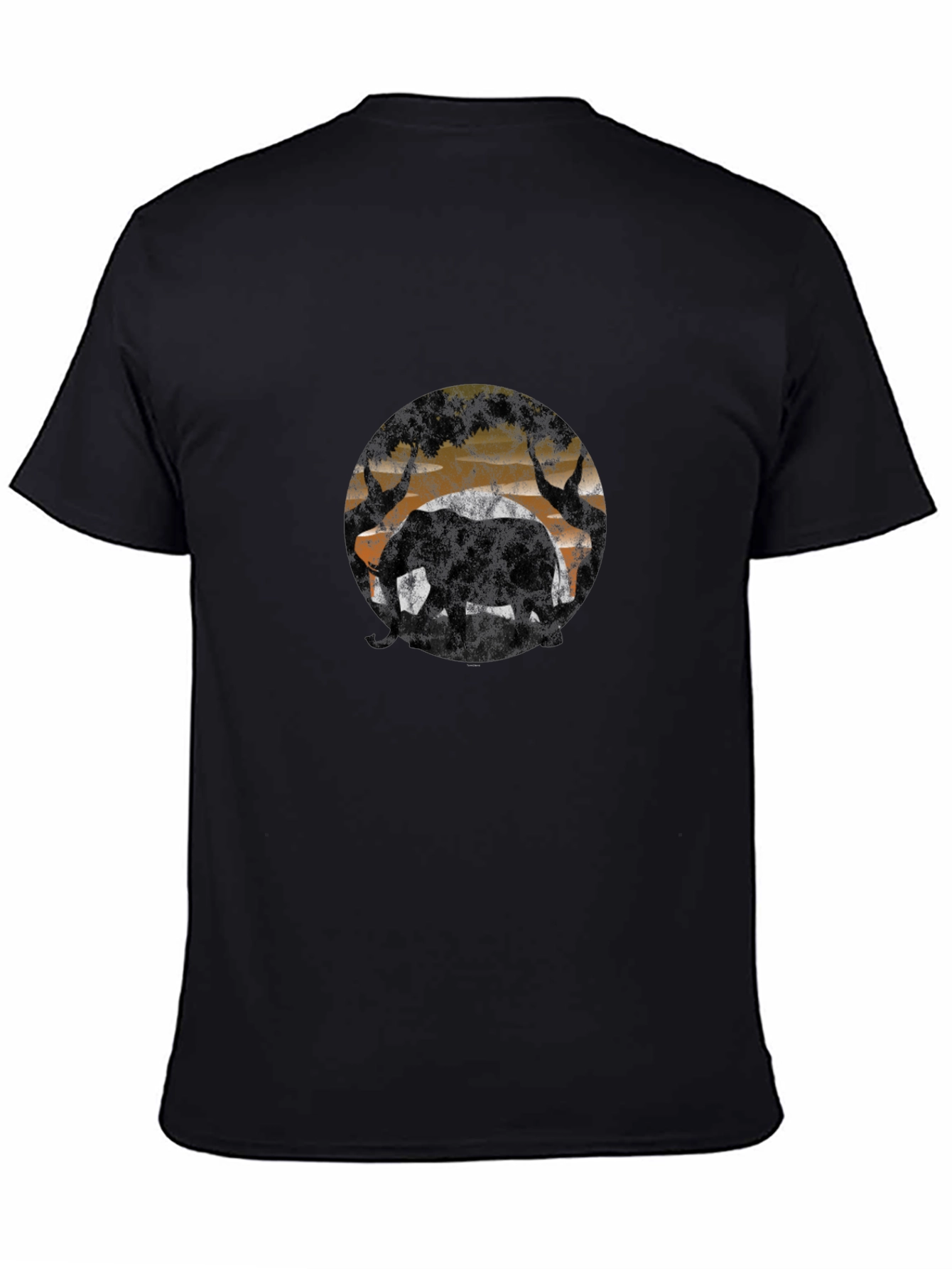 Elephant Silhouette Graphic Tee - Black Cotton Blend T-Shirt