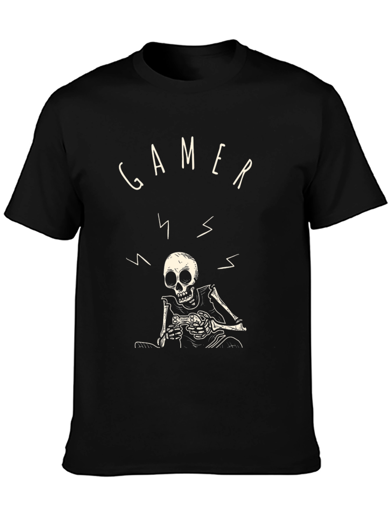 Gamer Skeleton Graphic Tee - Black