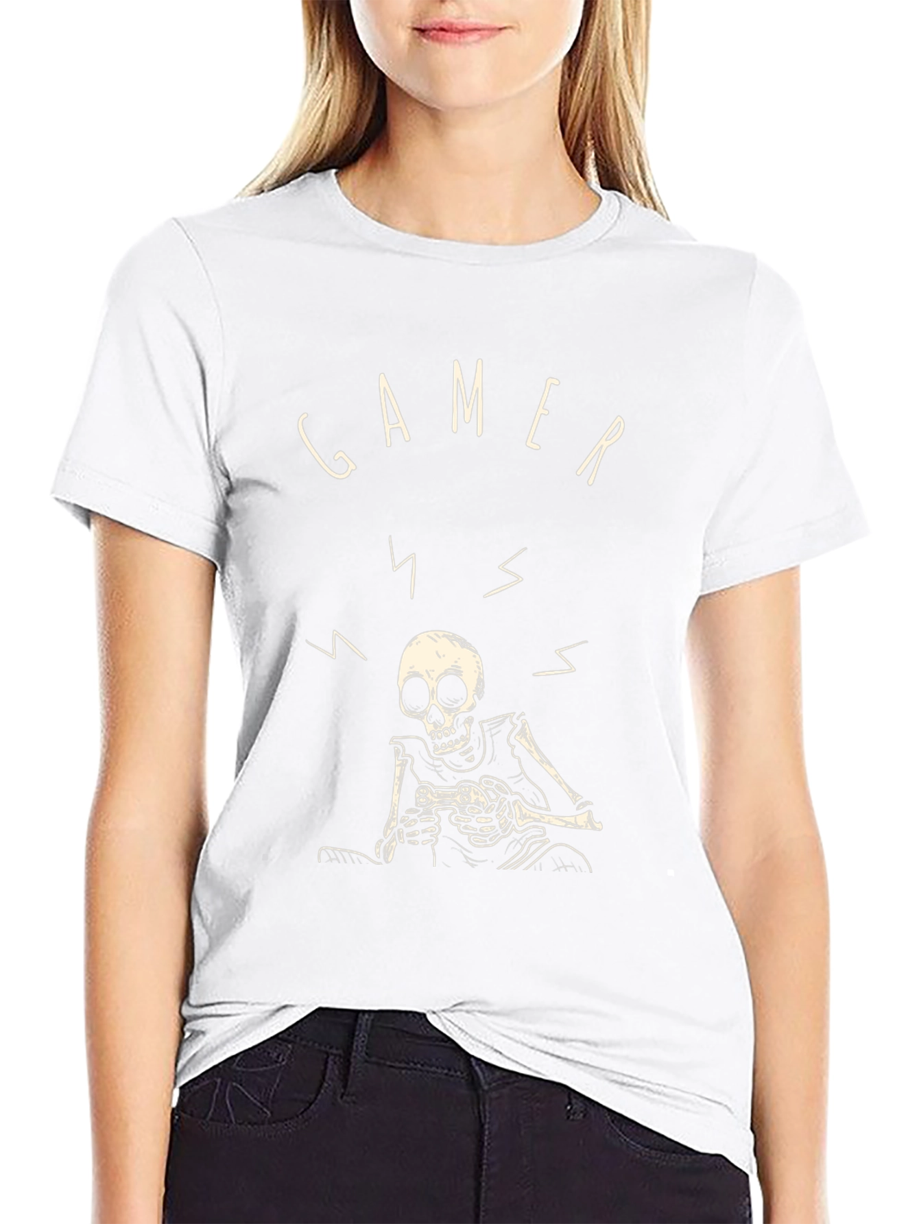 Gamer Skeleton Graphic Tee - Black