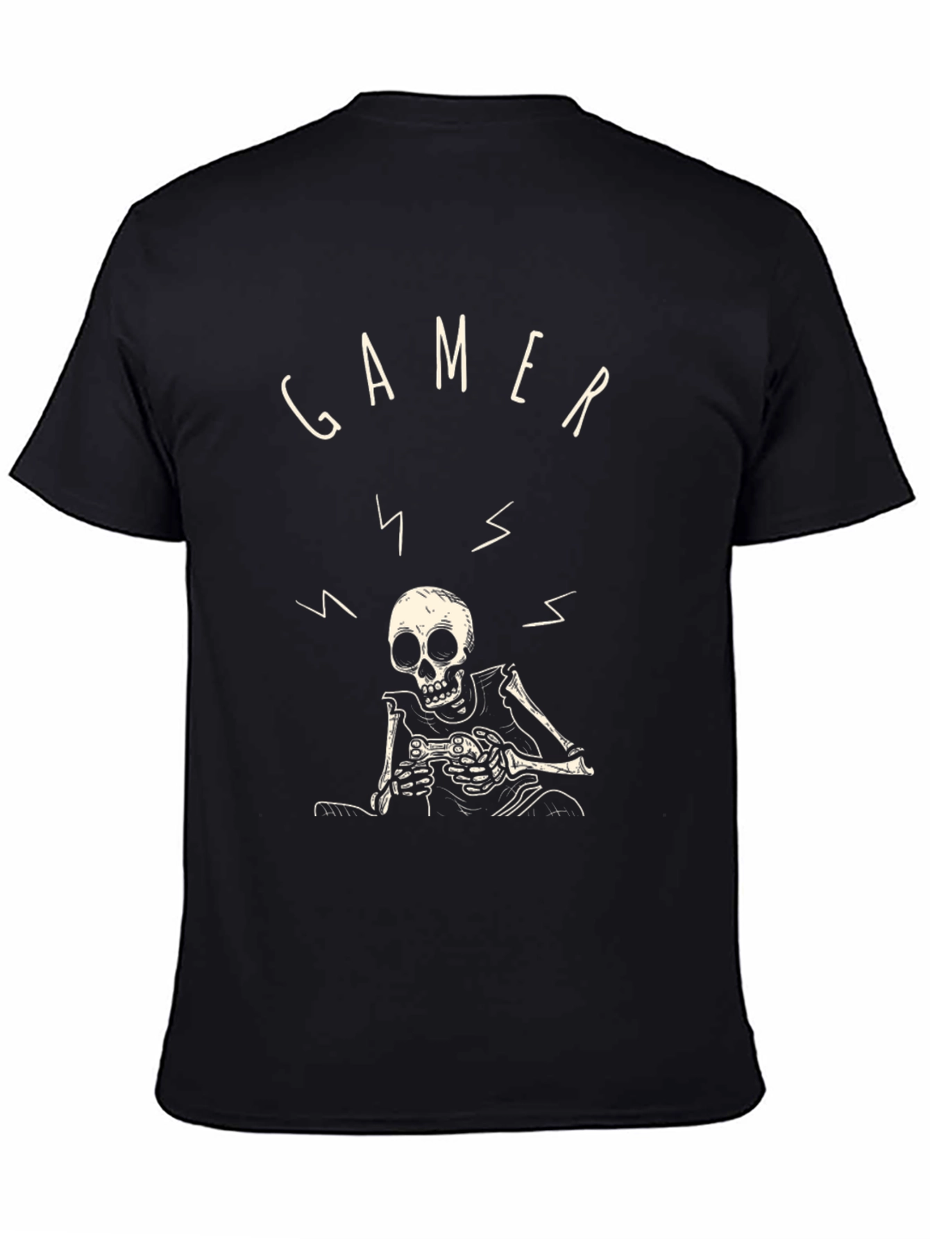 Gamer Skeleton Graphic Tee - Black