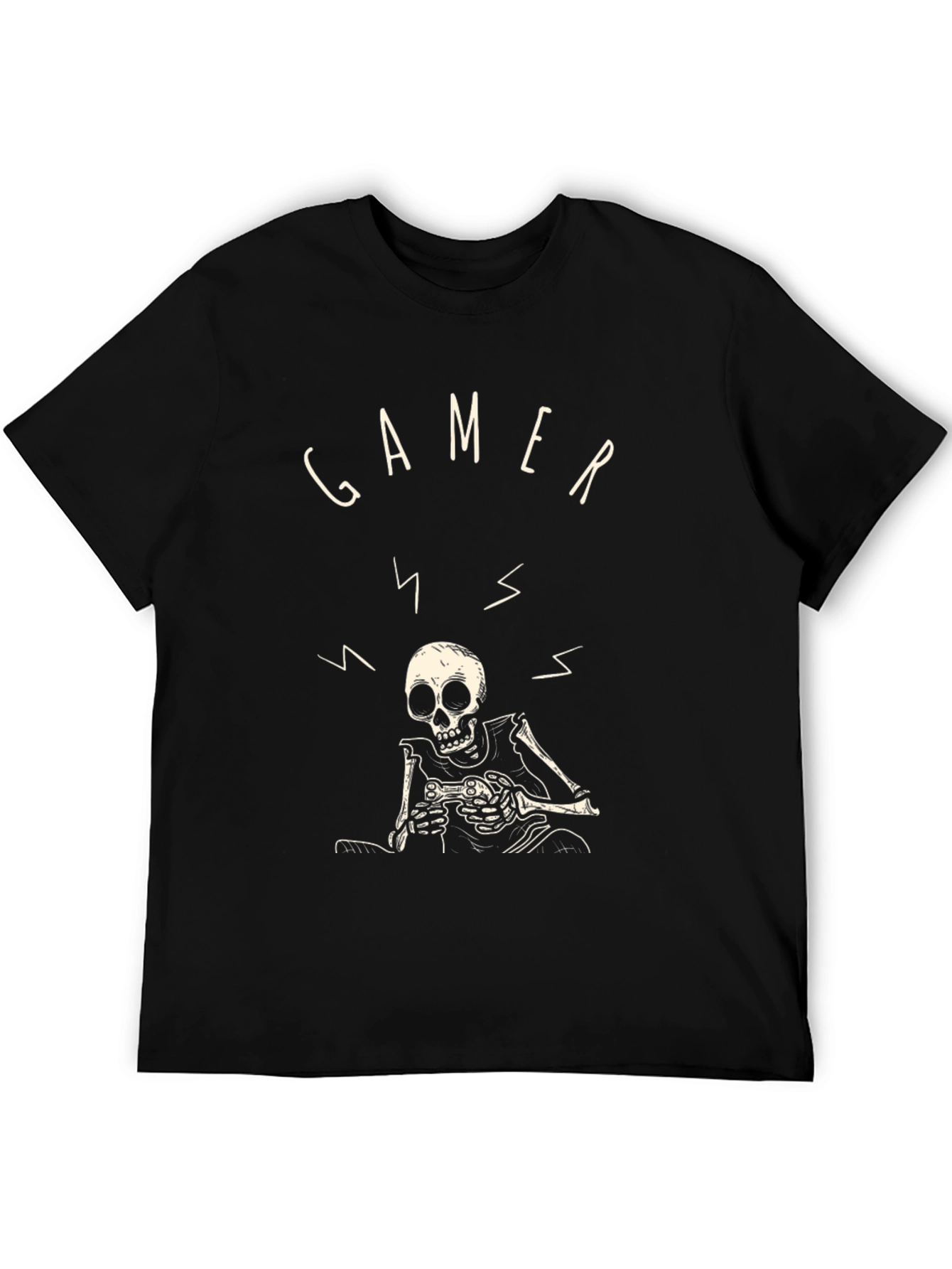Gamer Skeleton Graphic Tee - Black