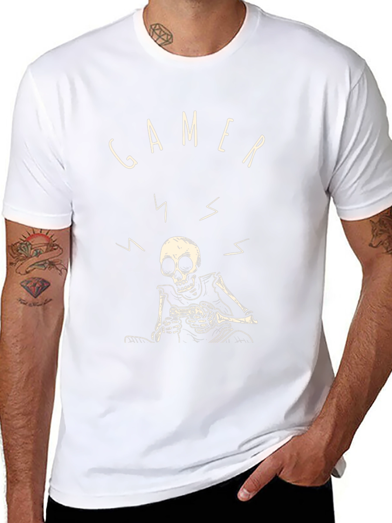 Gamer Skeleton Graphic Tee - Black