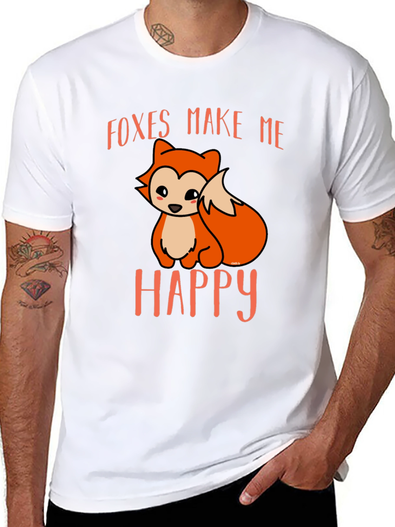 Foxes Make Me Happy Black T-Shirt