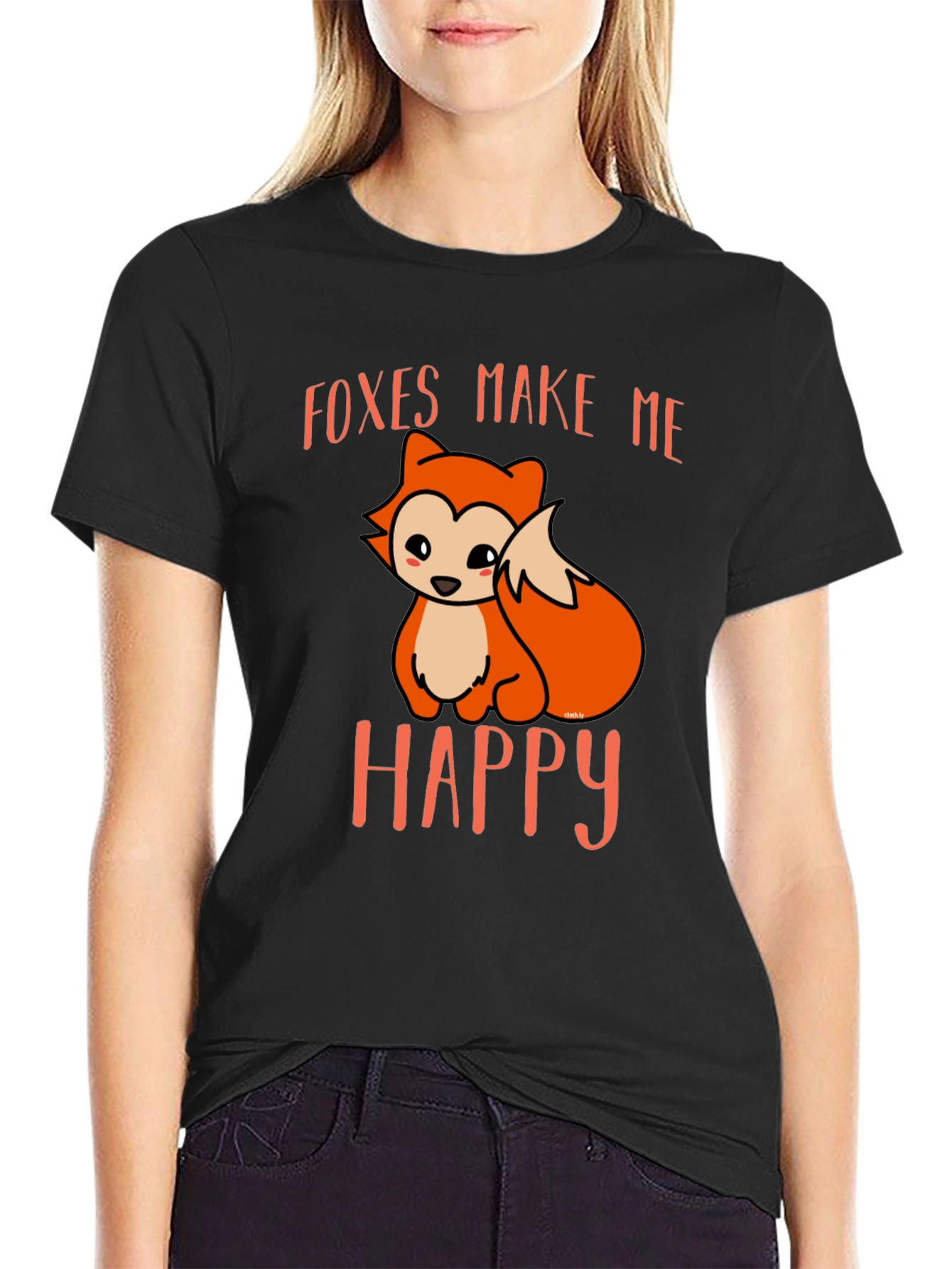 Foxes Make Me Happy Black T-Shirt