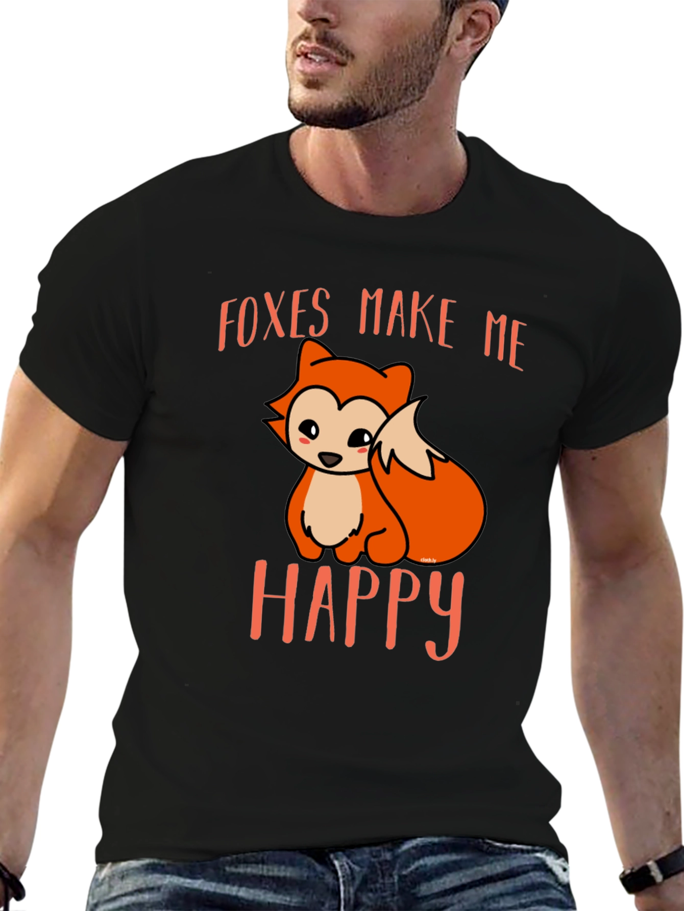 Foxes Make Me Happy Black T-Shirt