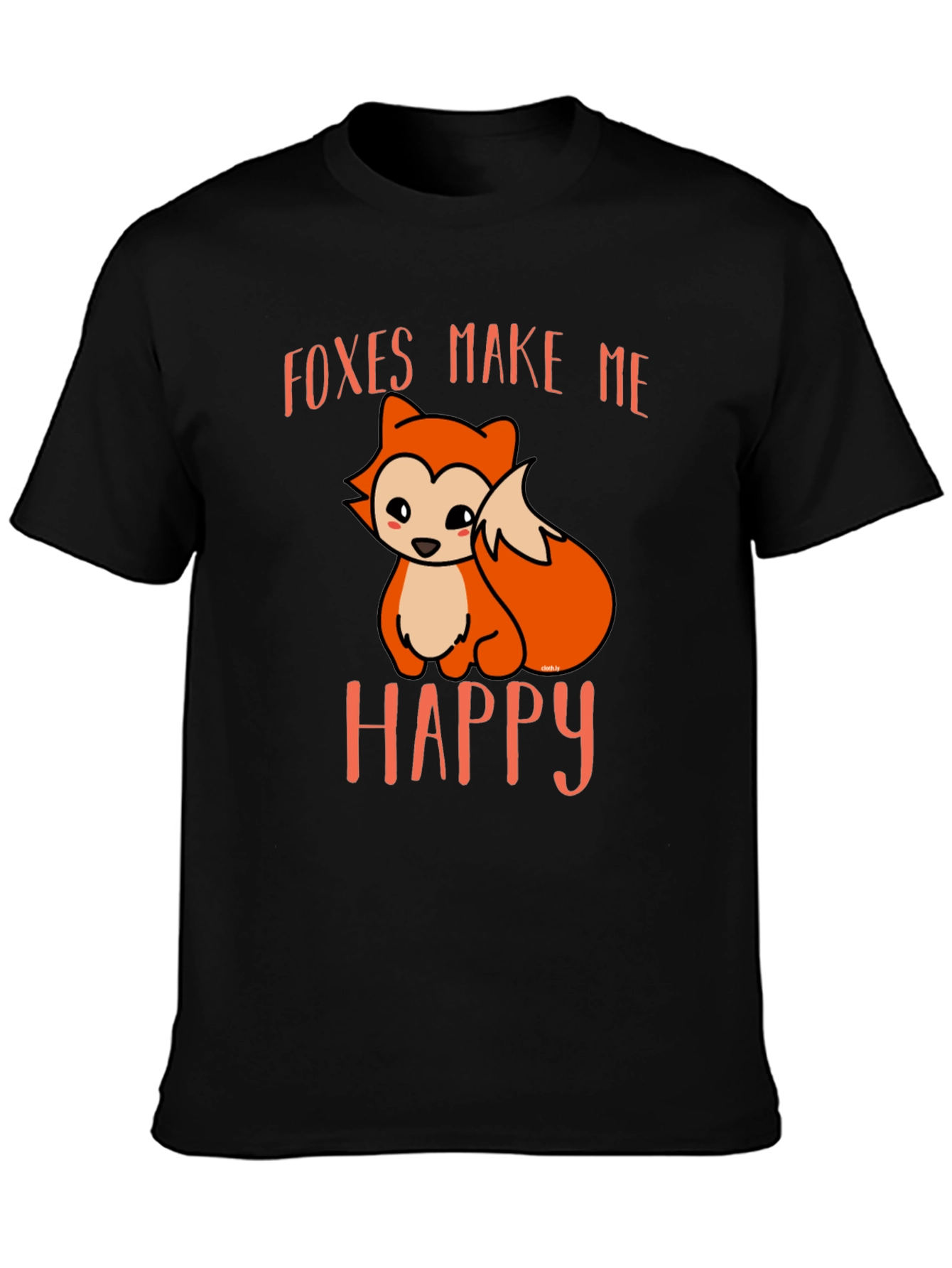 Foxes Make Me Happy Black T-Shirt