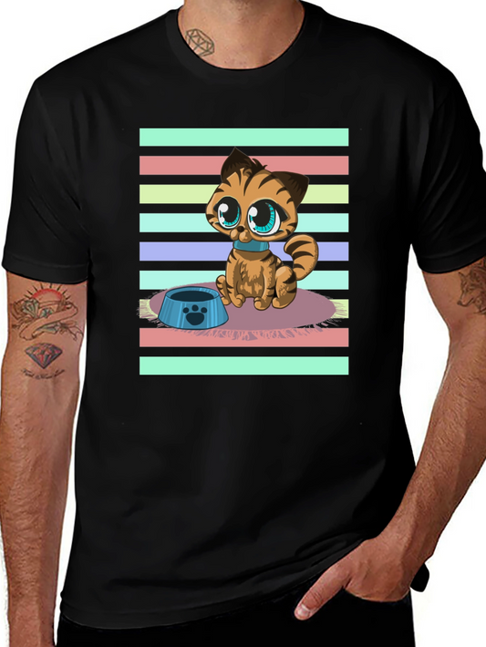 Cute Cartoon Cat Graphic T-Shirt