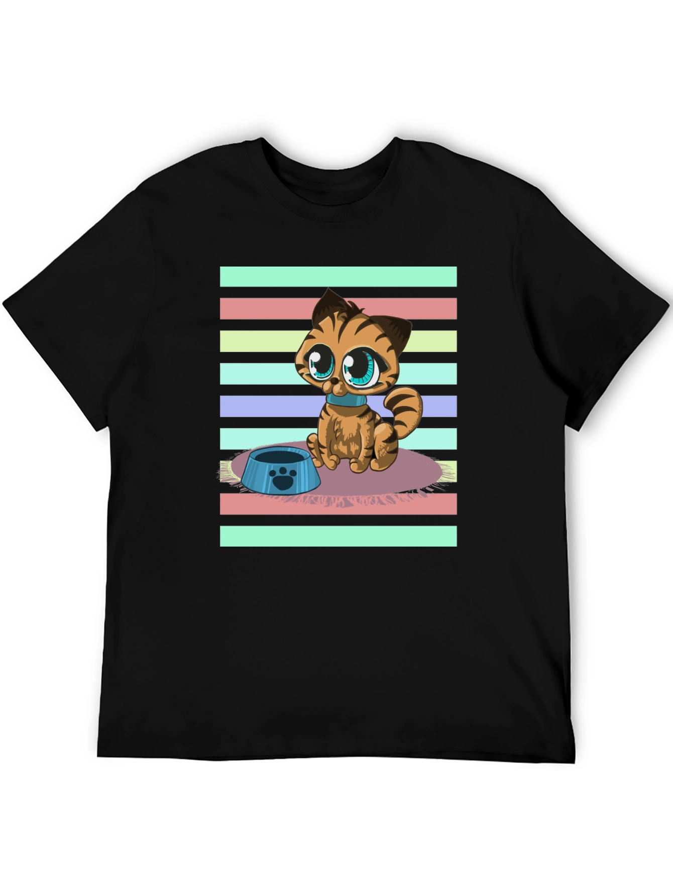 Cute Cartoon Cat Graphic T-Shirt