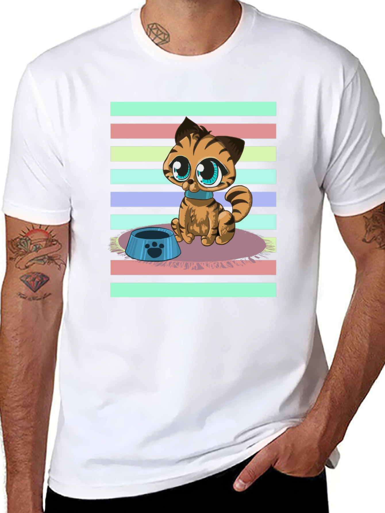 Cute Cartoon Cat Graphic T-Shirt