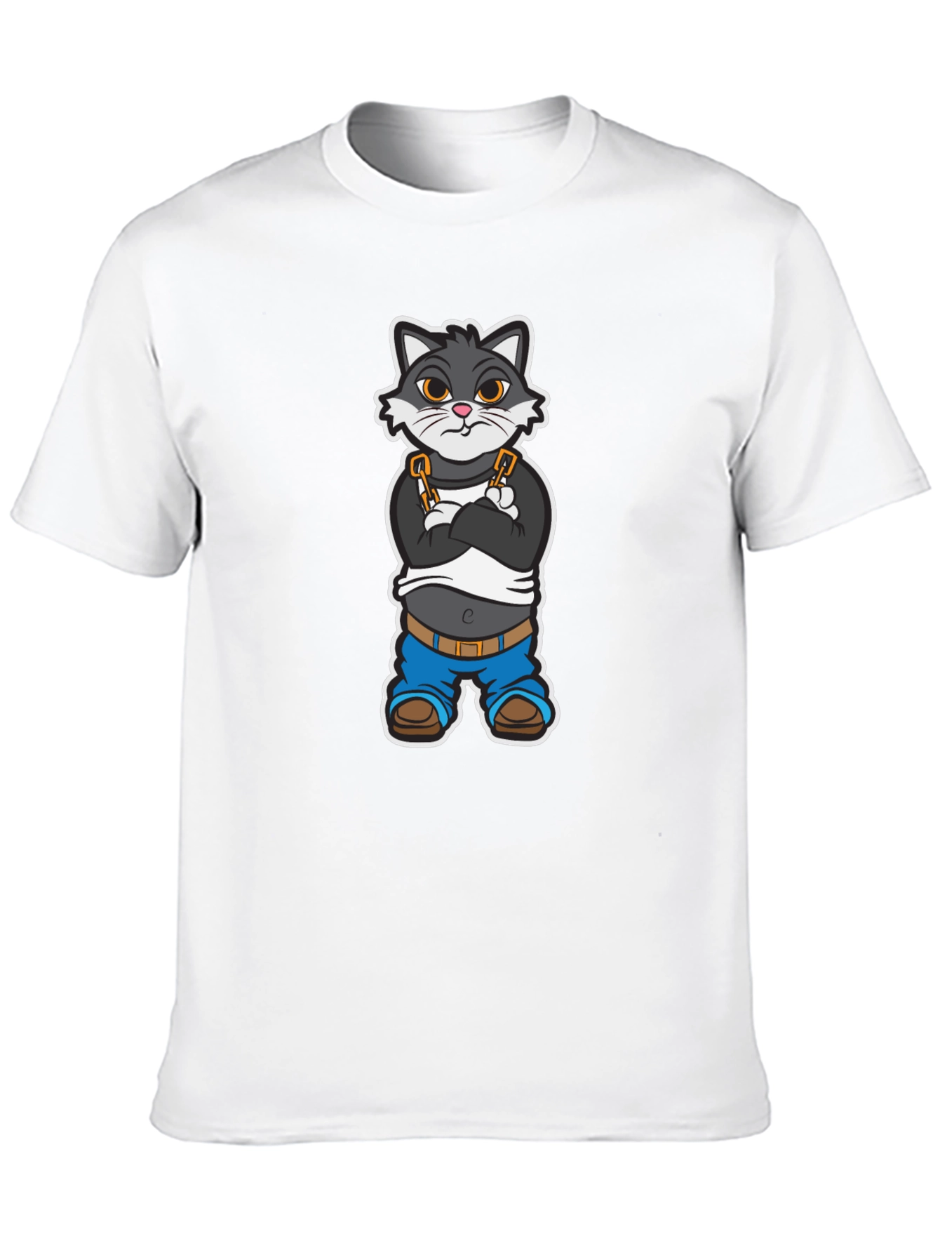 Cool Cat Cartoon Graphic Black T-Shirt