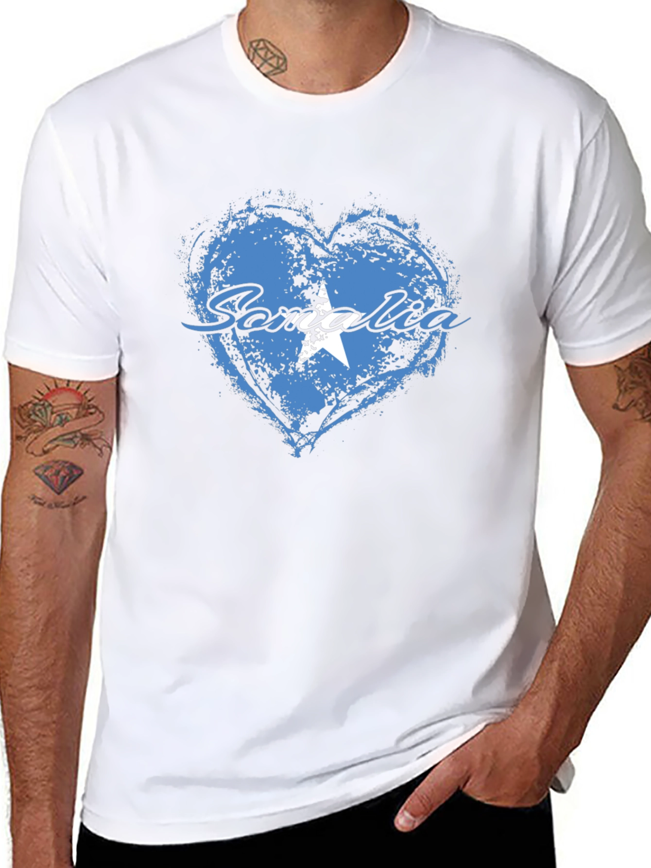 Somalia Flag Heart T-Shirt - Black