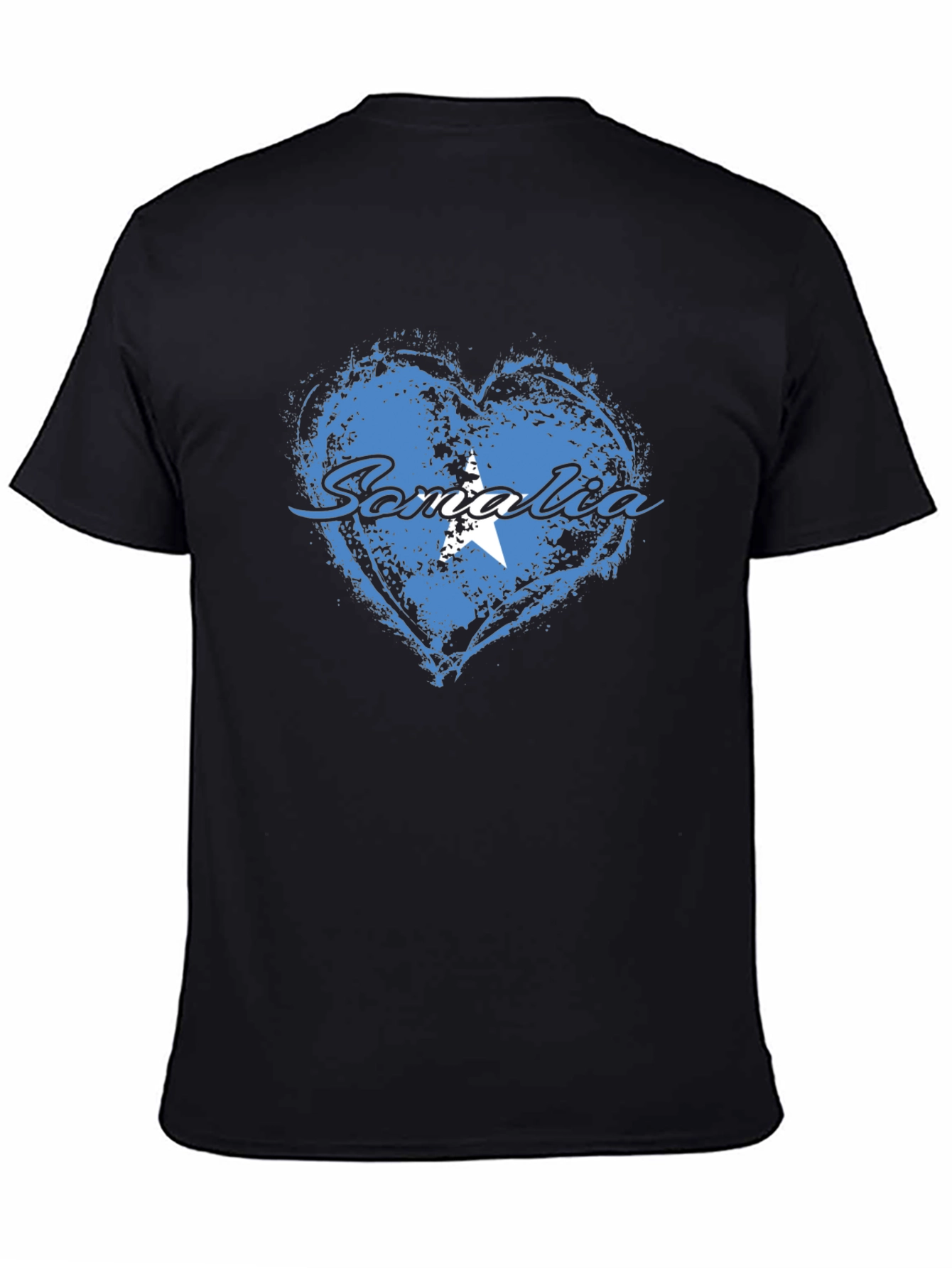 Somalia Flag Heart T-Shirt - Black