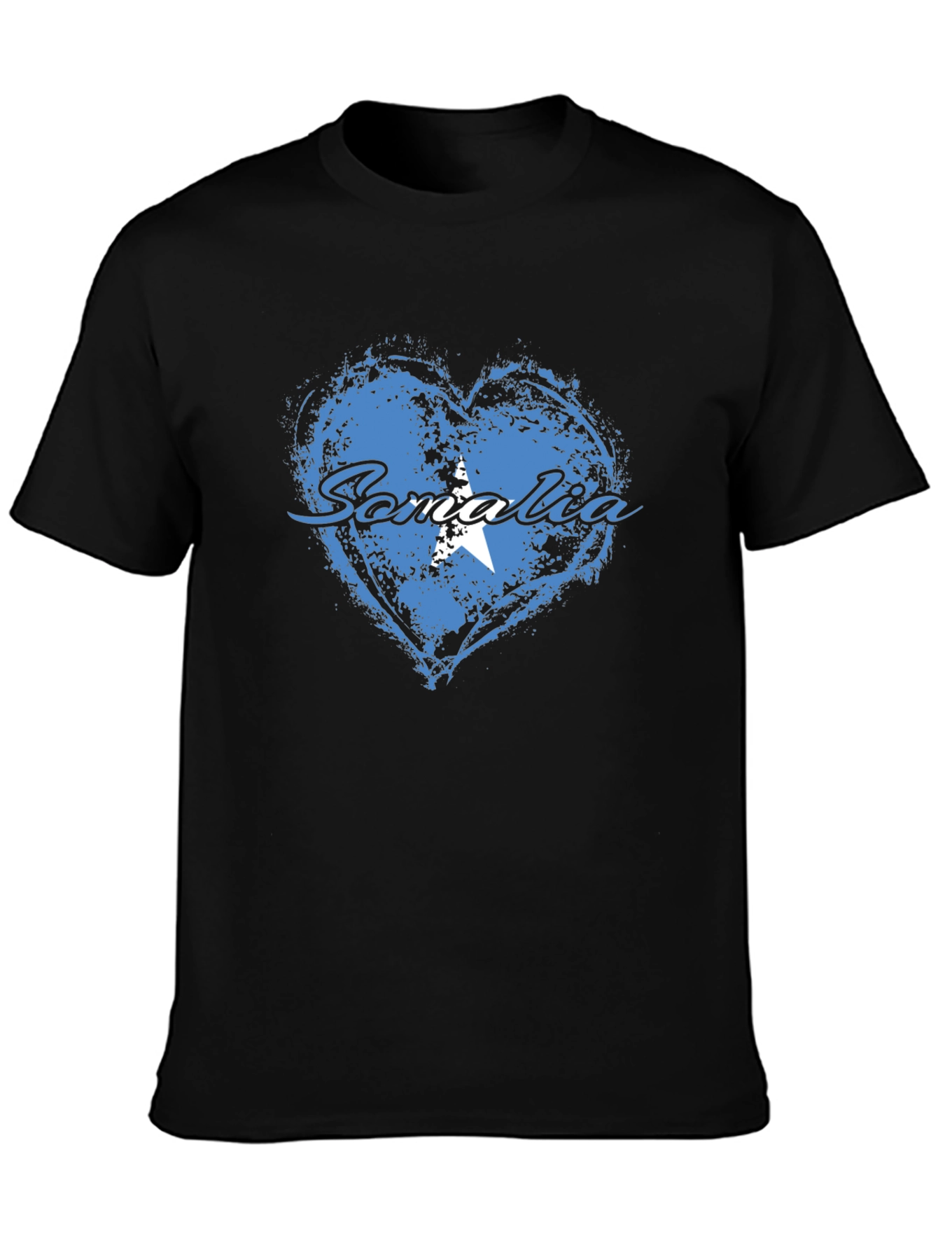 Somalia Flag Heart T-Shirt - Black