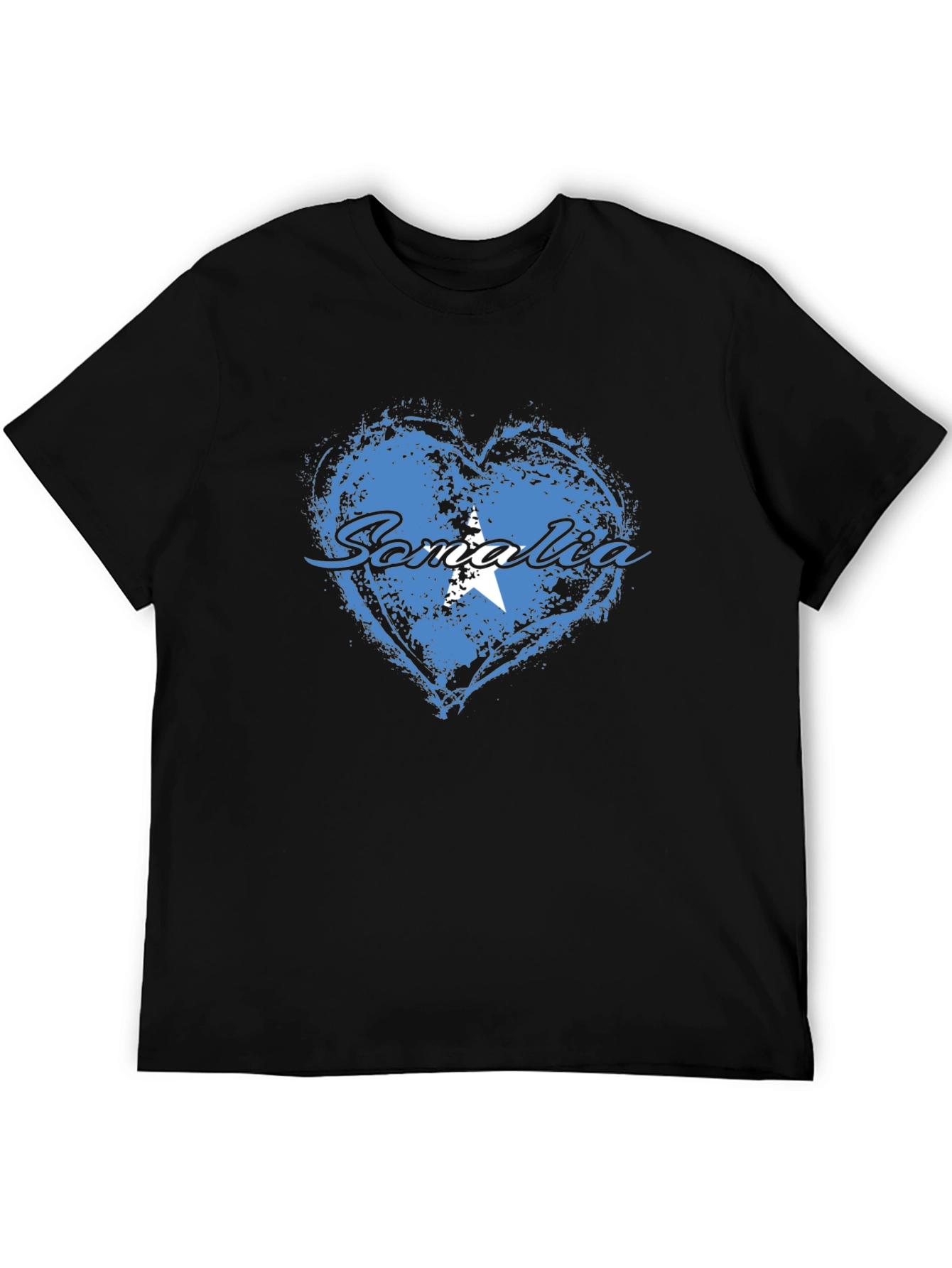 Somalia Flag Heart T-Shirt - Black