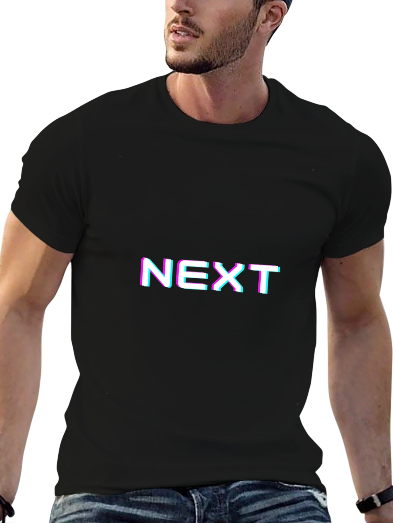 NEXT Glitch Graphic Tee - Black Casual Shirt