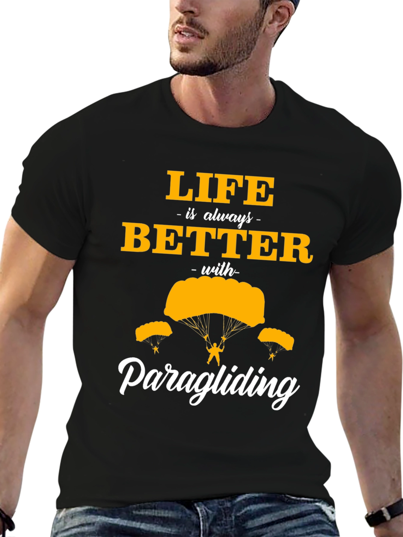Life is Better Paragliding Black T-Shirt