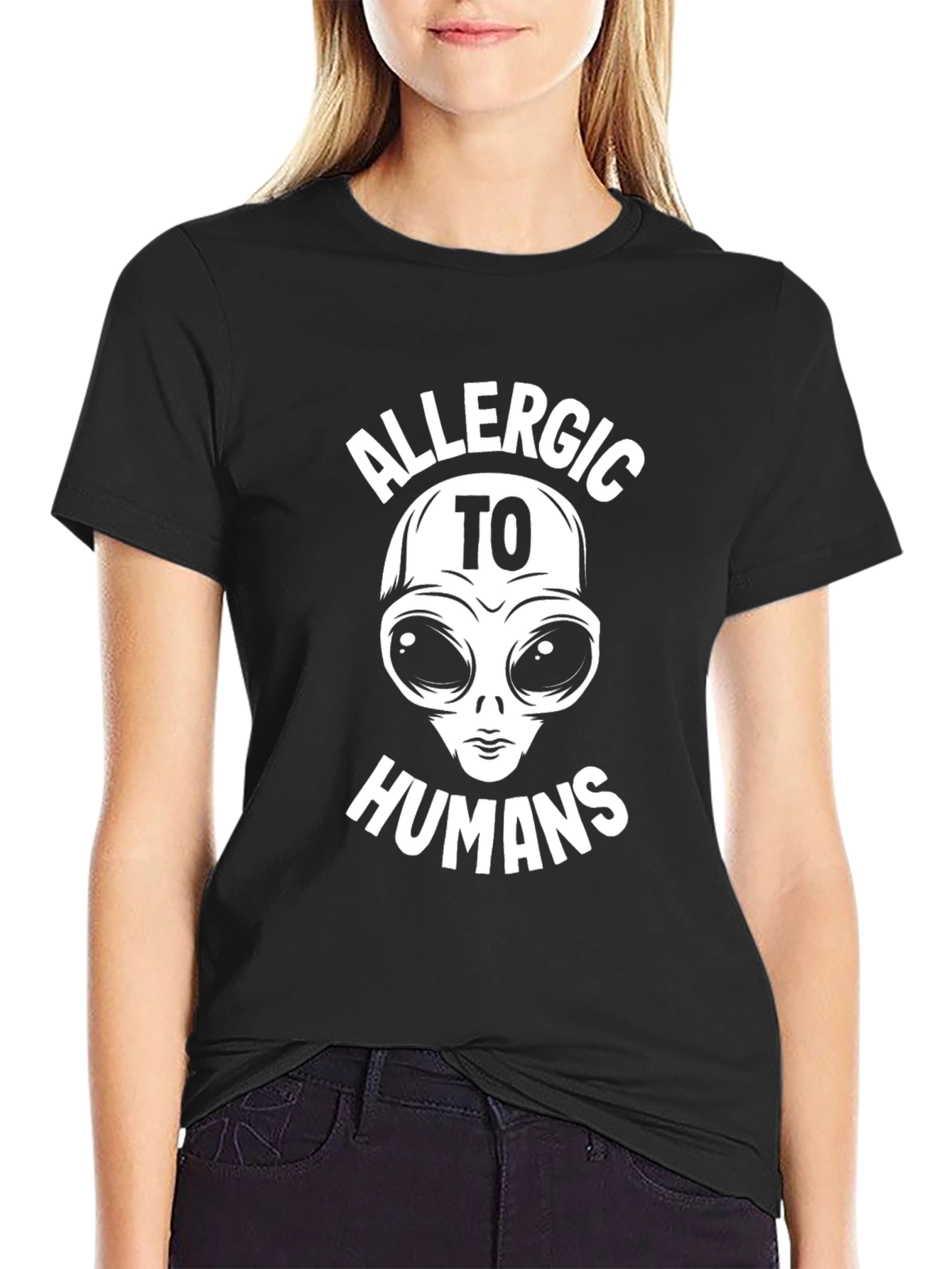 Allergic to Humans Alien Graphic T-Shirt