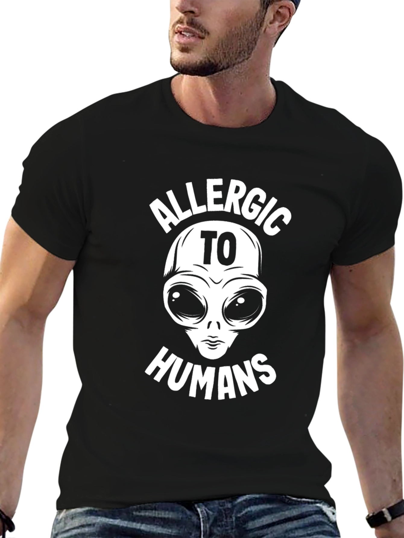 Allergic to Humans Alien Graphic T-Shirt