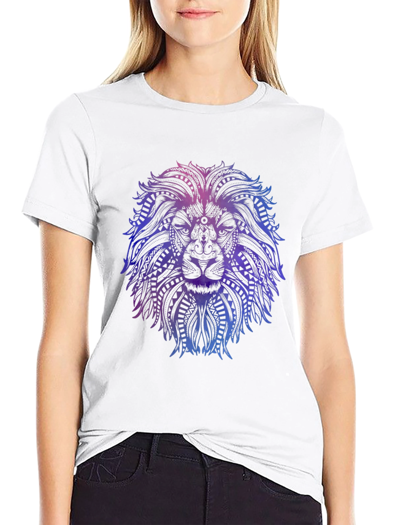 Lion Mandala Graphic Tee - Stylish Mens Black T-Shirt