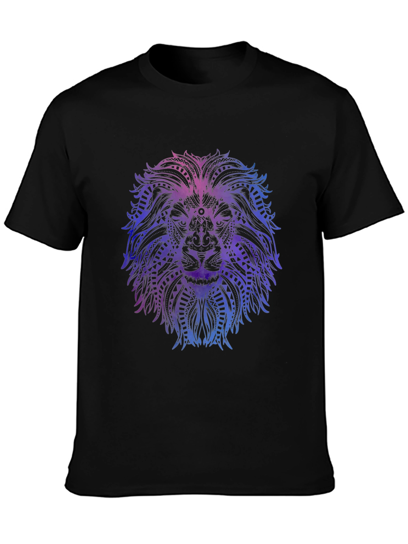 Lion Mandala Graphic Tee - Stylish Mens Black T-Shirt