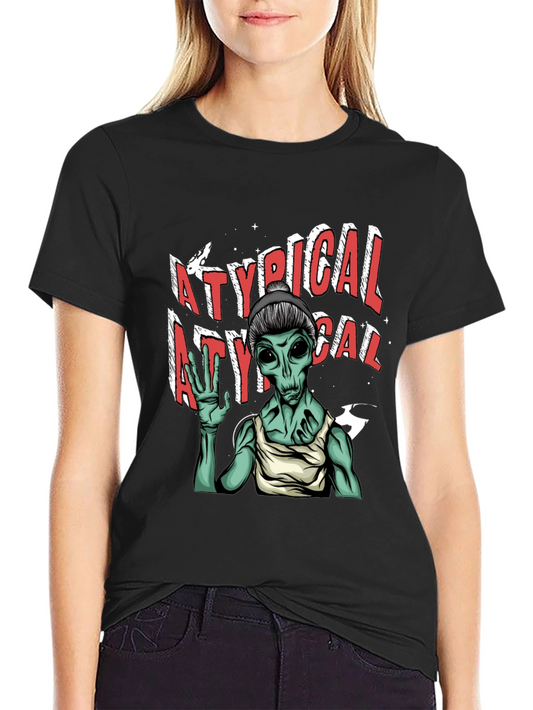 Atypical Alien Graphic Tee - Black Cotton T-Shirt
