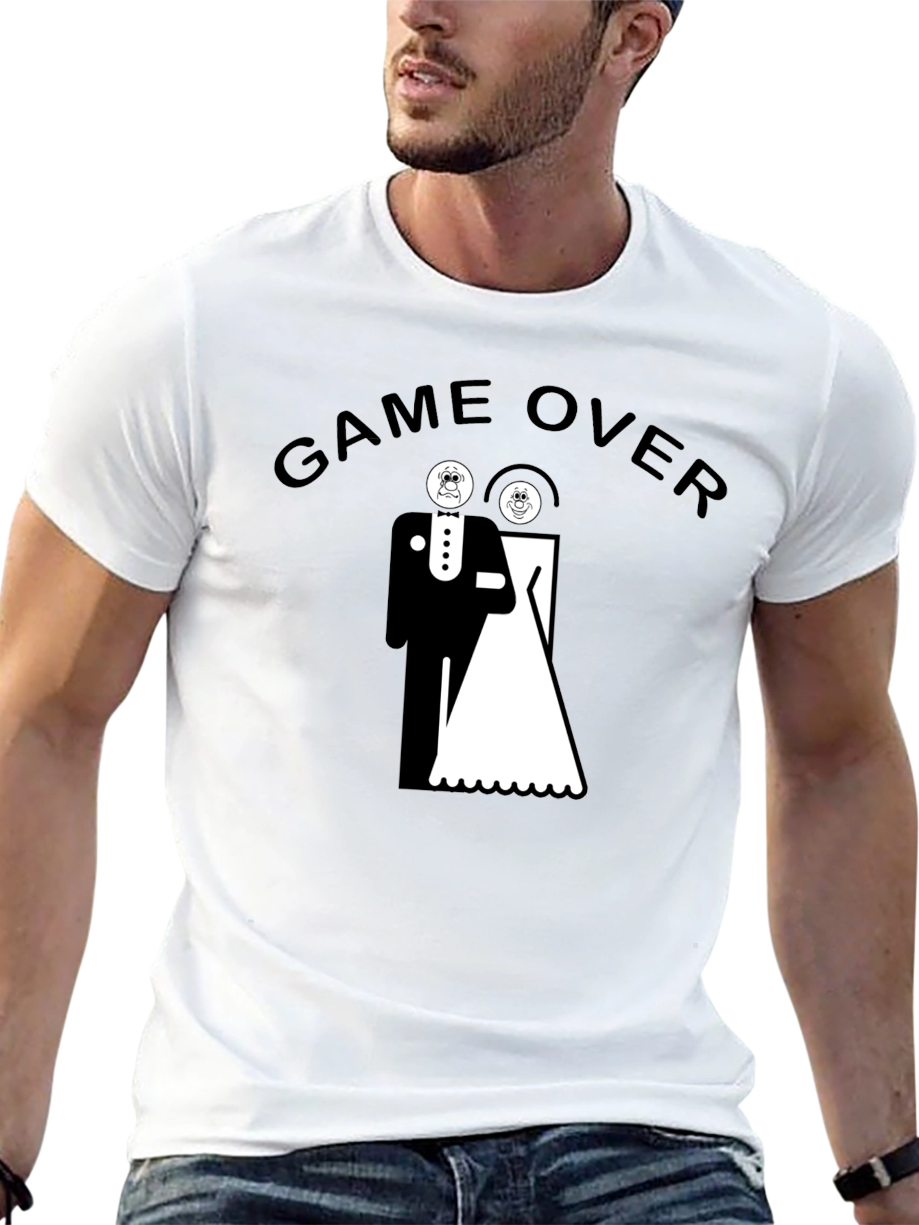 Game Over Wedding T-Shirt Funny Groom Bride Graphic Tee