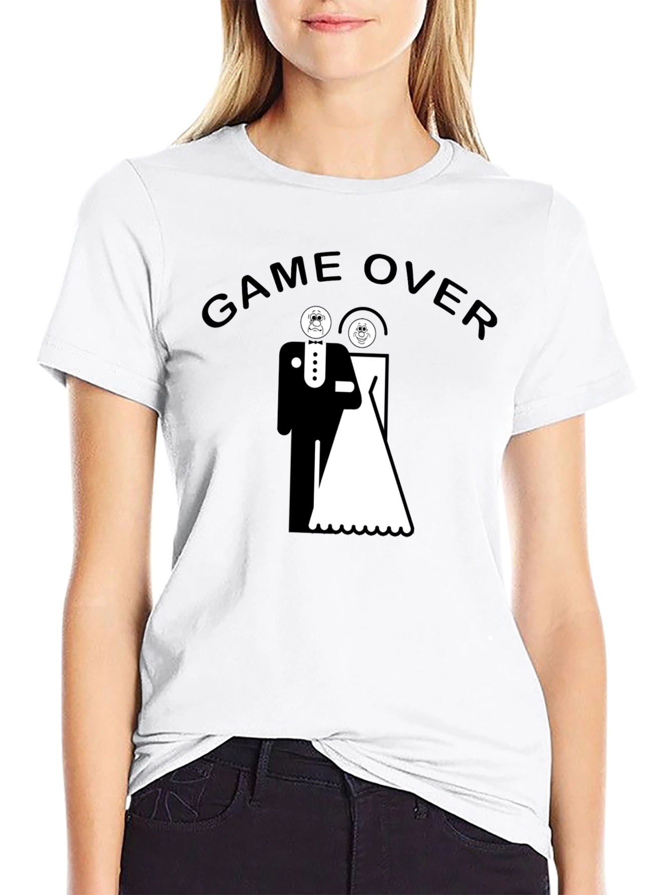 Game Over Wedding T-Shirt Funny Groom Bride Graphic Tee