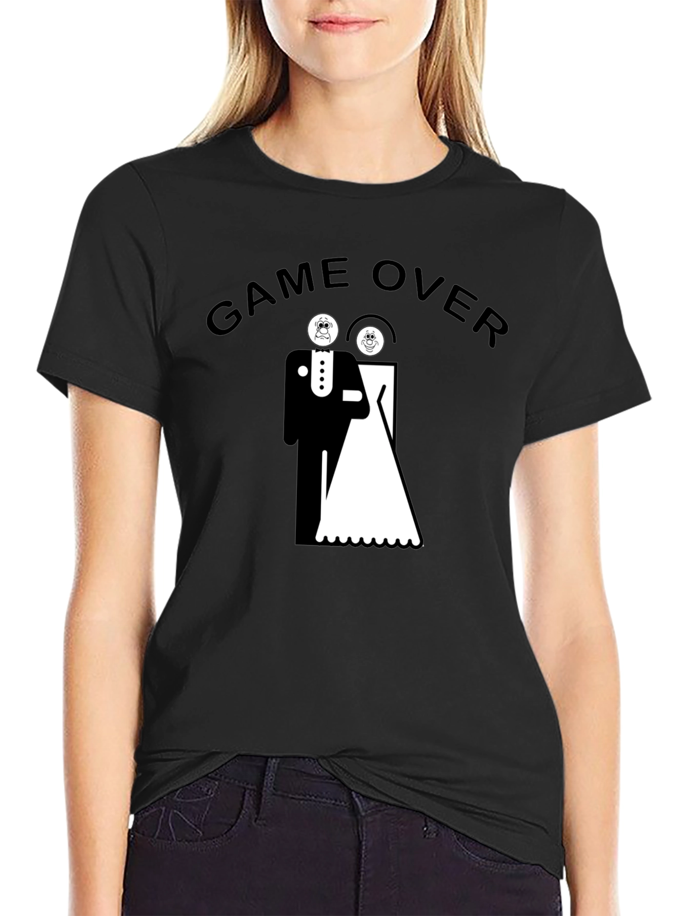 Game Over Wedding T-Shirt Funny Groom Bride Graphic Tee