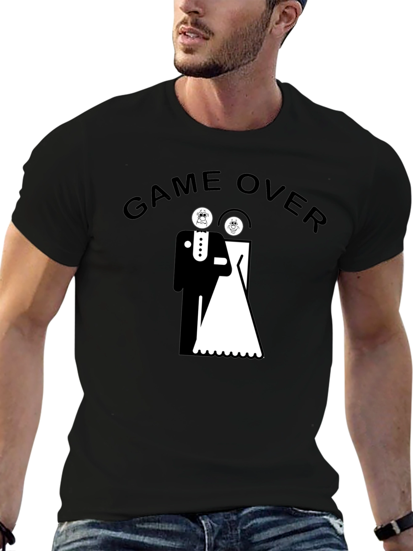 Game Over Wedding T-Shirt Funny Groom Bride Graphic Tee