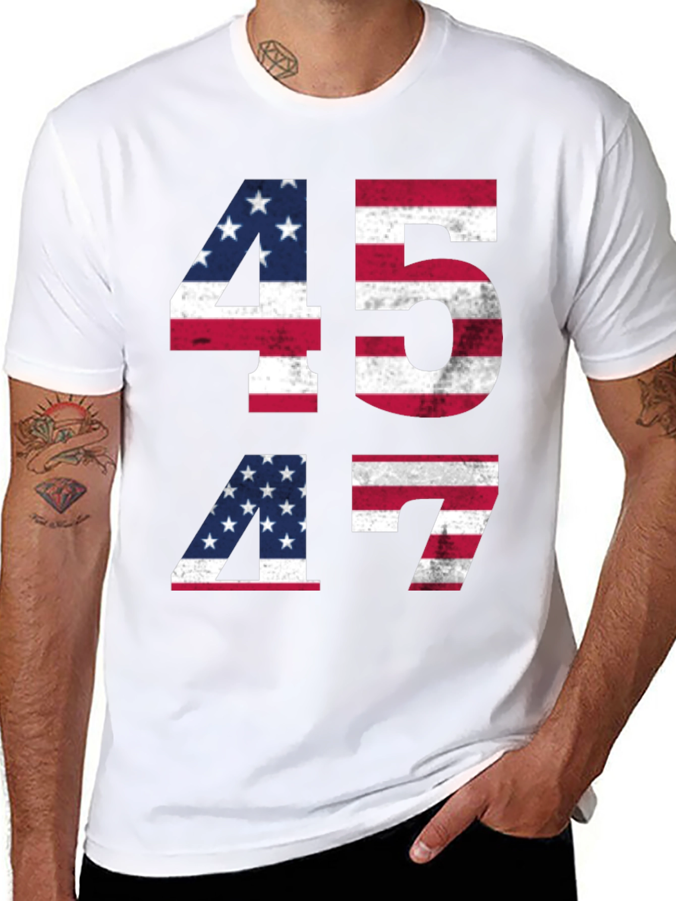 45 47 American Flag Patriotic T-Shirt