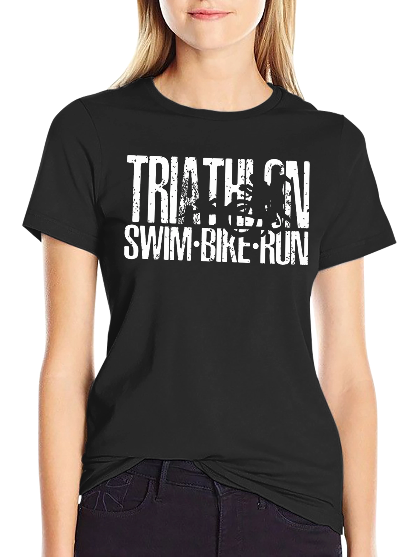 Triathlon Swim Bike Run Black T-Shirt