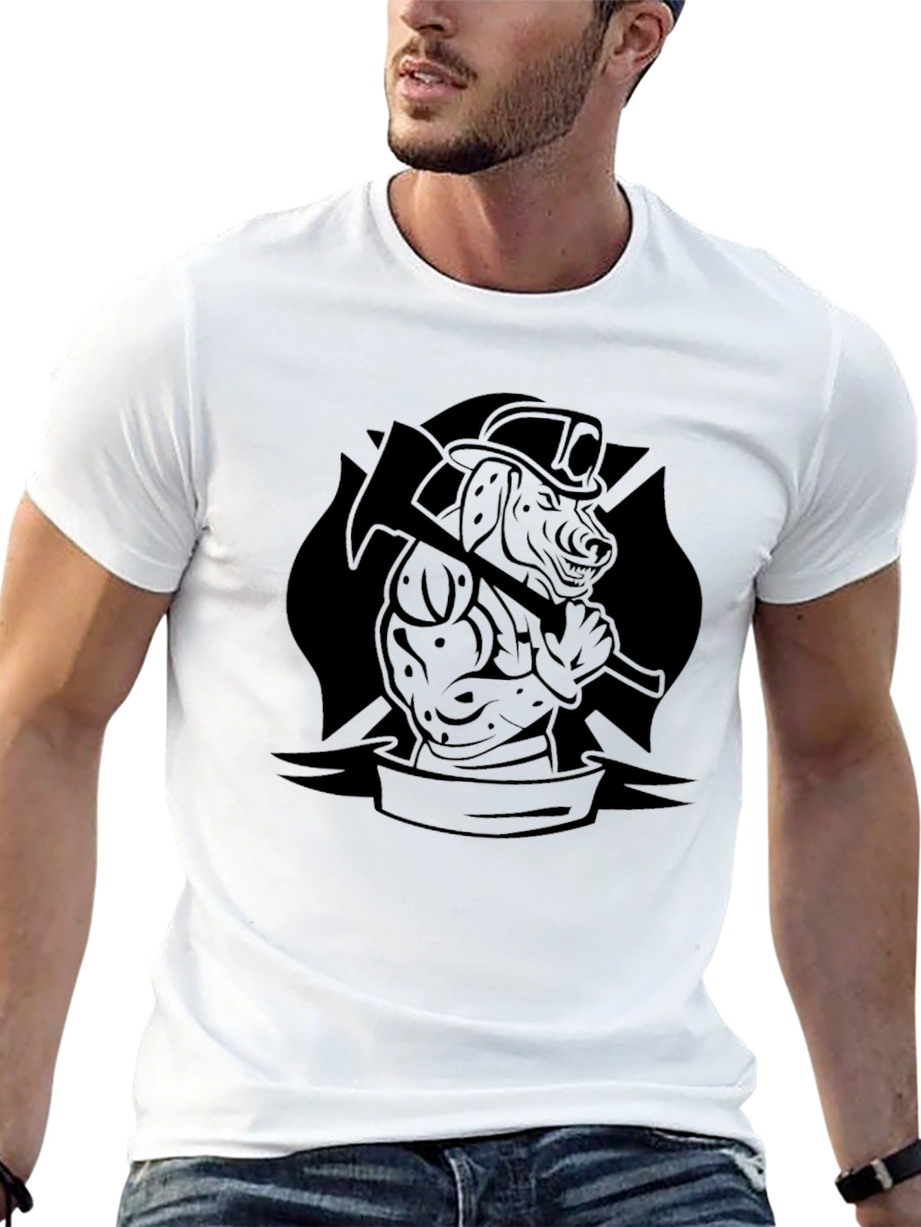 Firefighter Dog Graphic T-Shirt