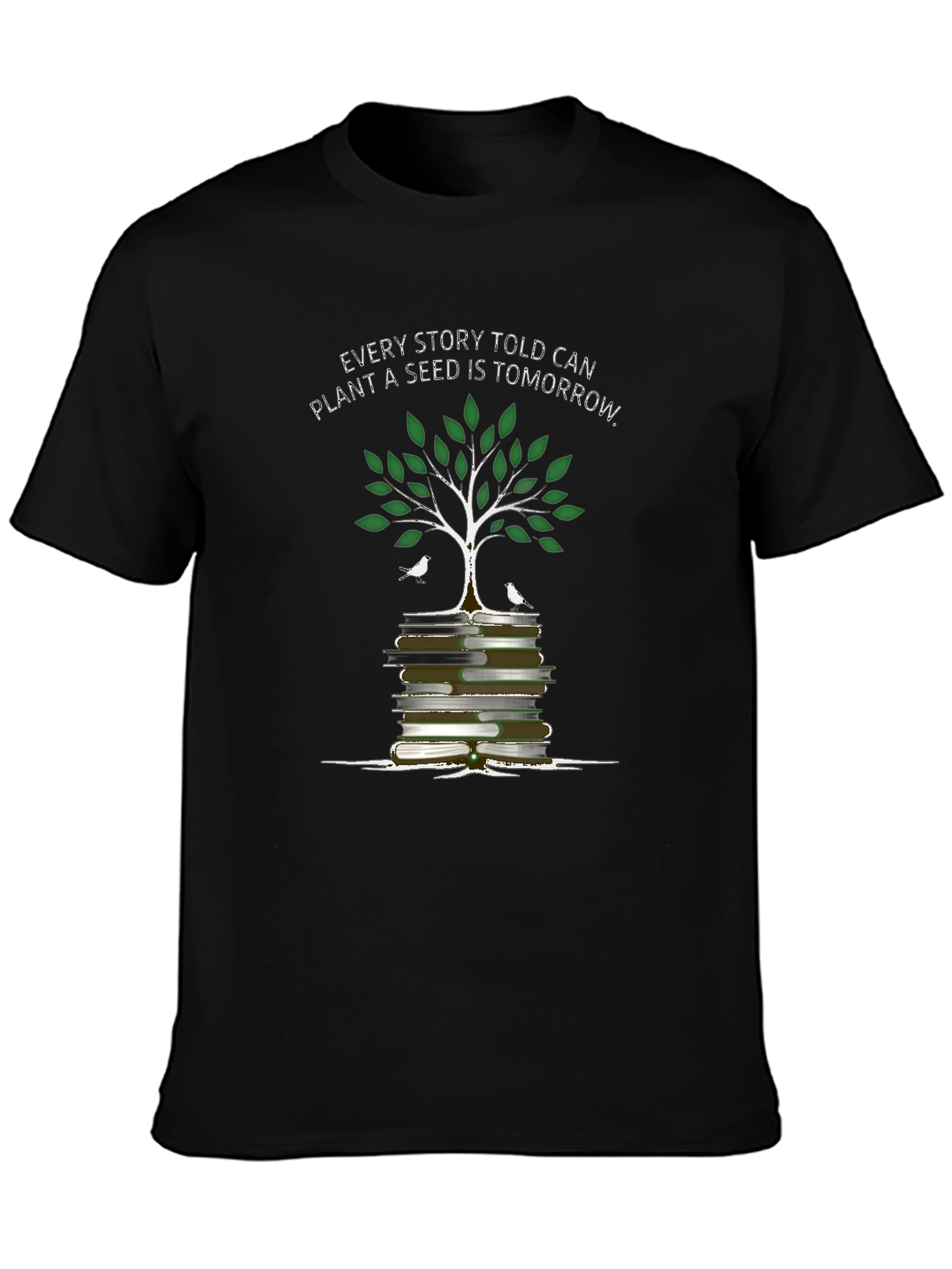 Story Seed T-Shirt: Books & Tree Graphic Tee