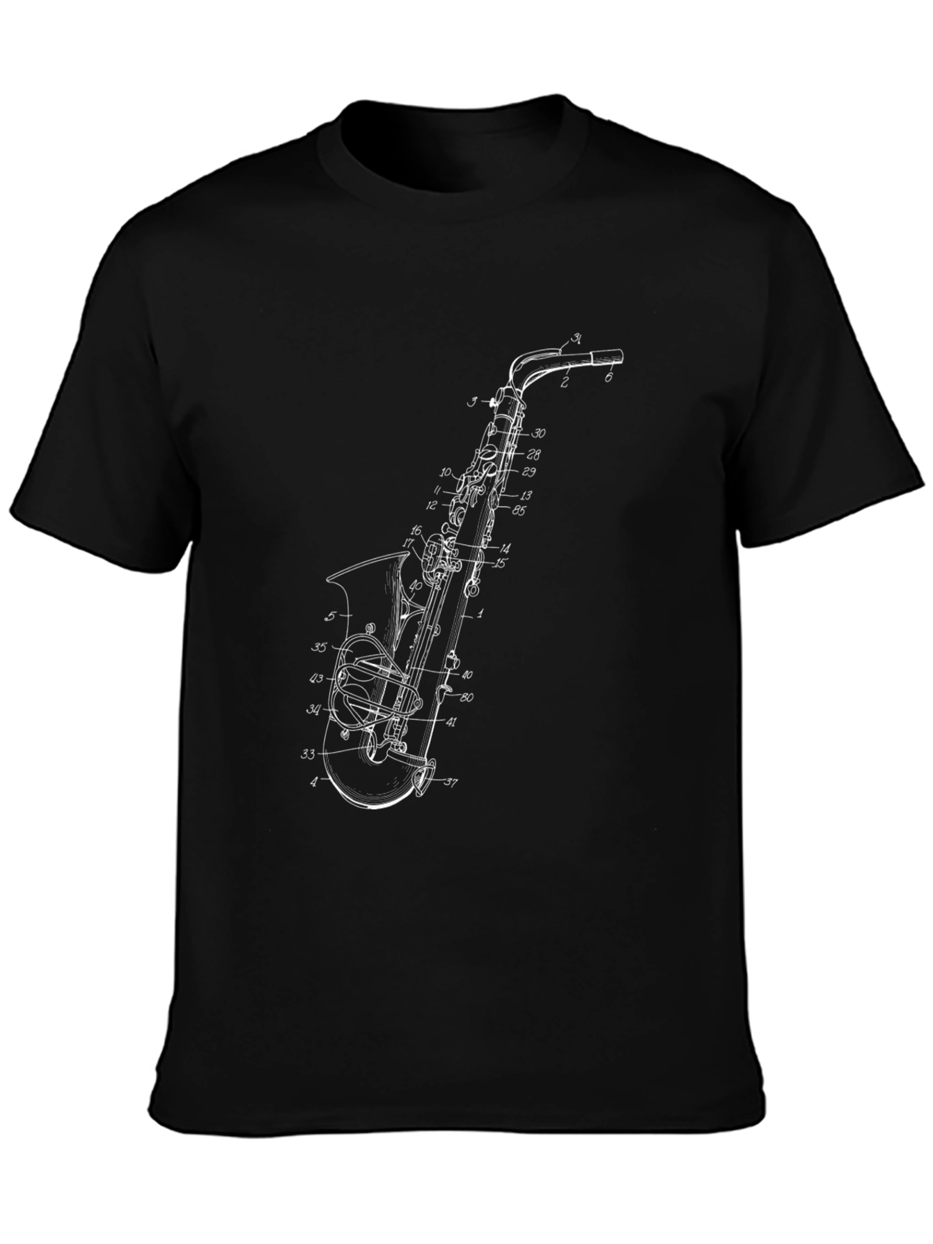 Saxophone Blueprint Graphic T-Shirt
