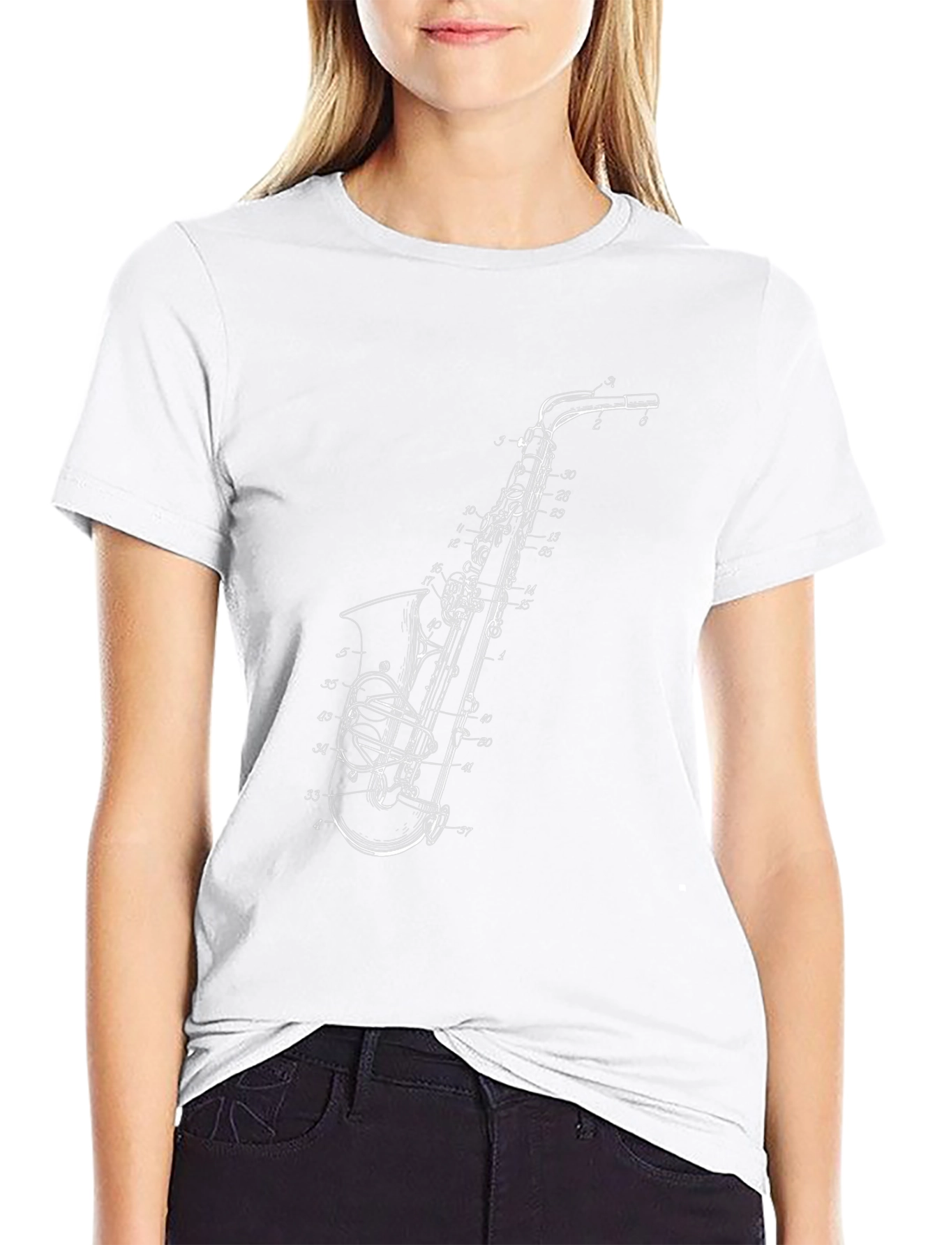 Saxophone Blueprint Graphic T-Shirt