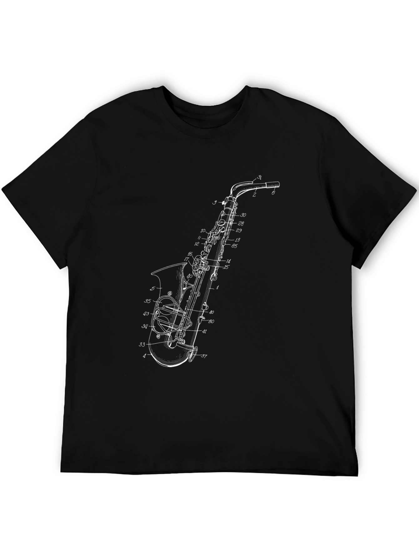 Saxophone Blueprint Graphic T-Shirt