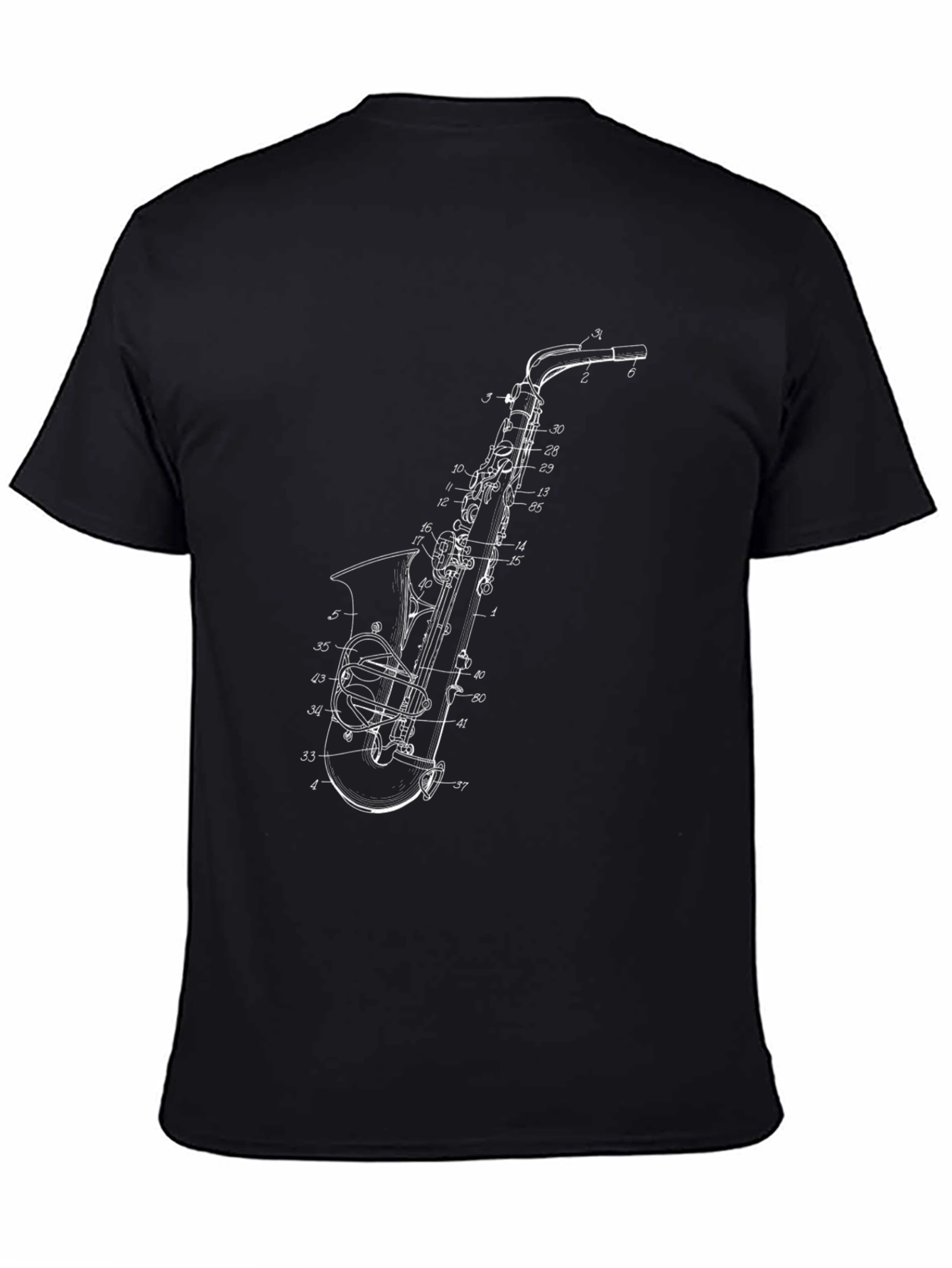 Saxophone Blueprint Graphic T-Shirt