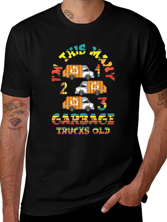 Im This Many Garbage Trucks Old Black Graphic Tee