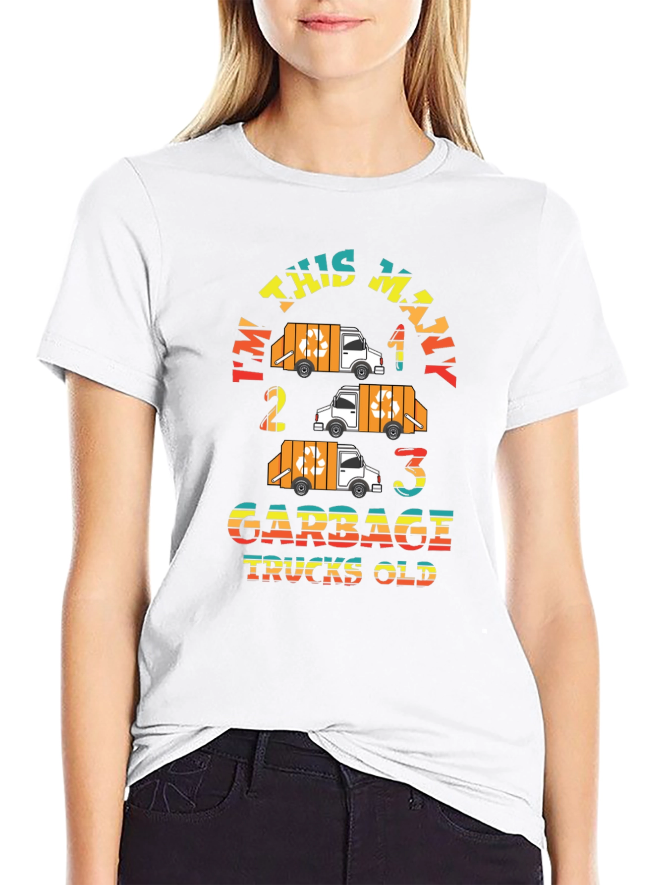 Im This Many Garbage Trucks Old Black Graphic Tee