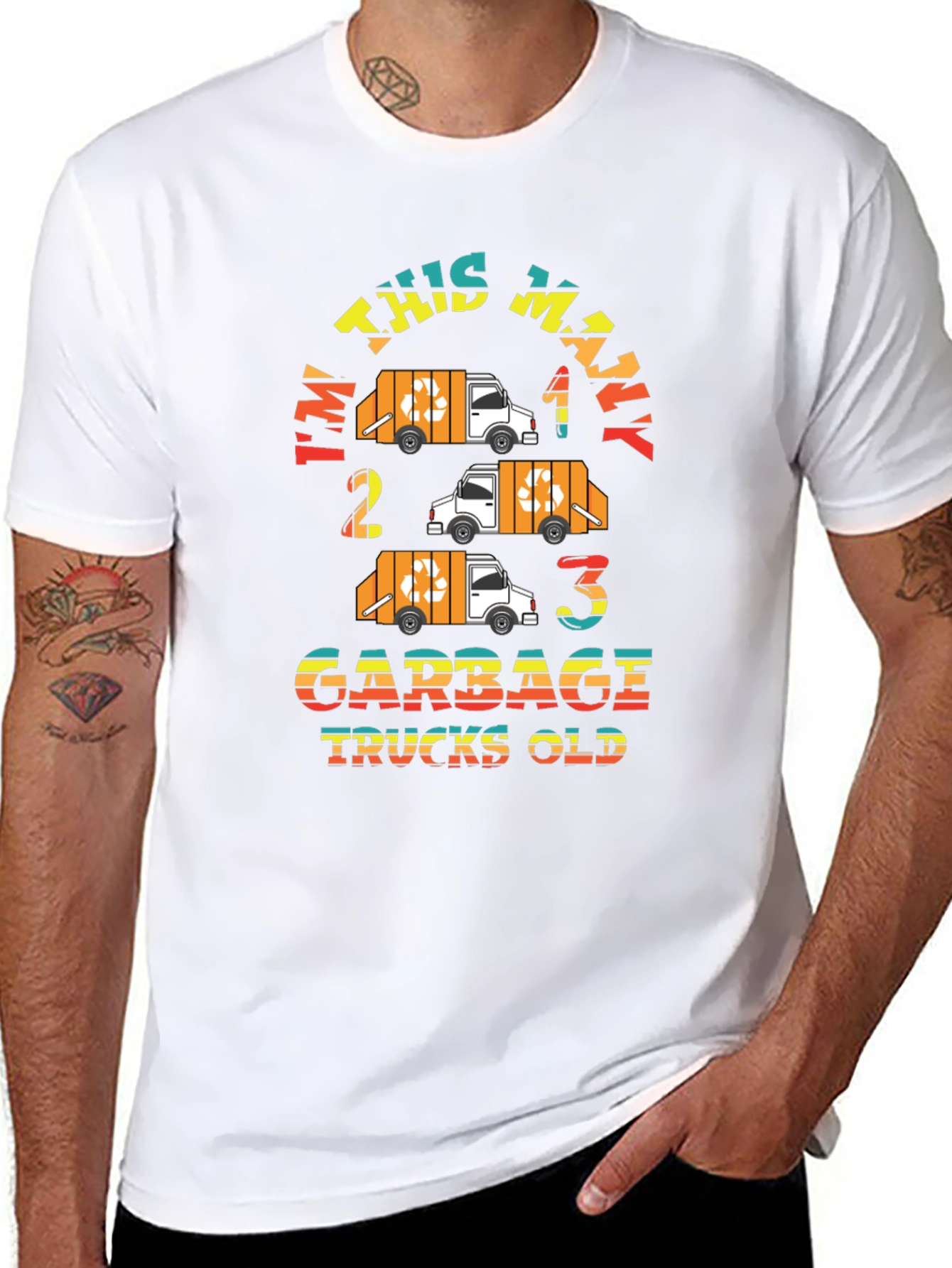 Im This Many Garbage Trucks Old Black Graphic Tee