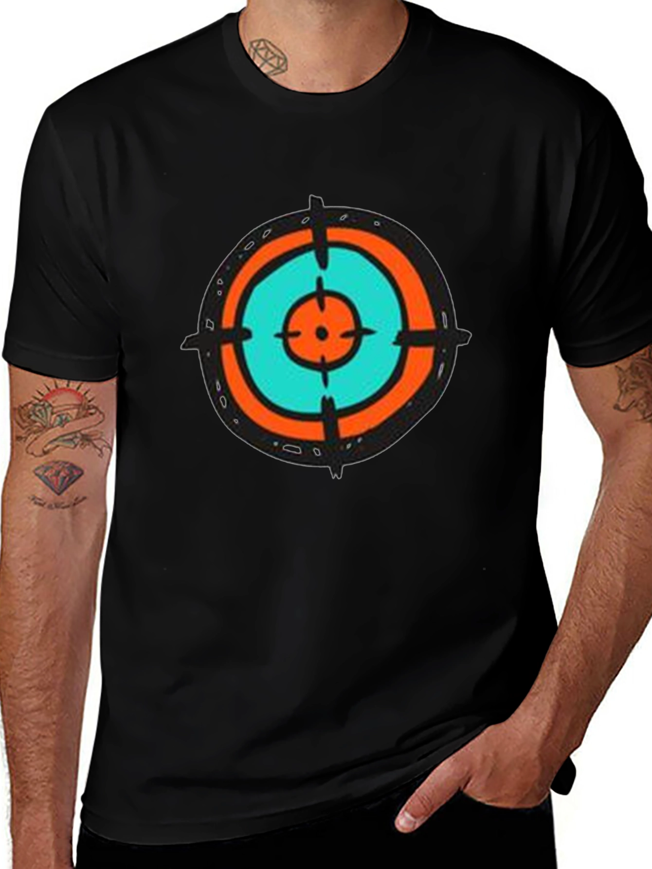 Target Tee - Abstract Graphic Print Crew Neck T-Shirt