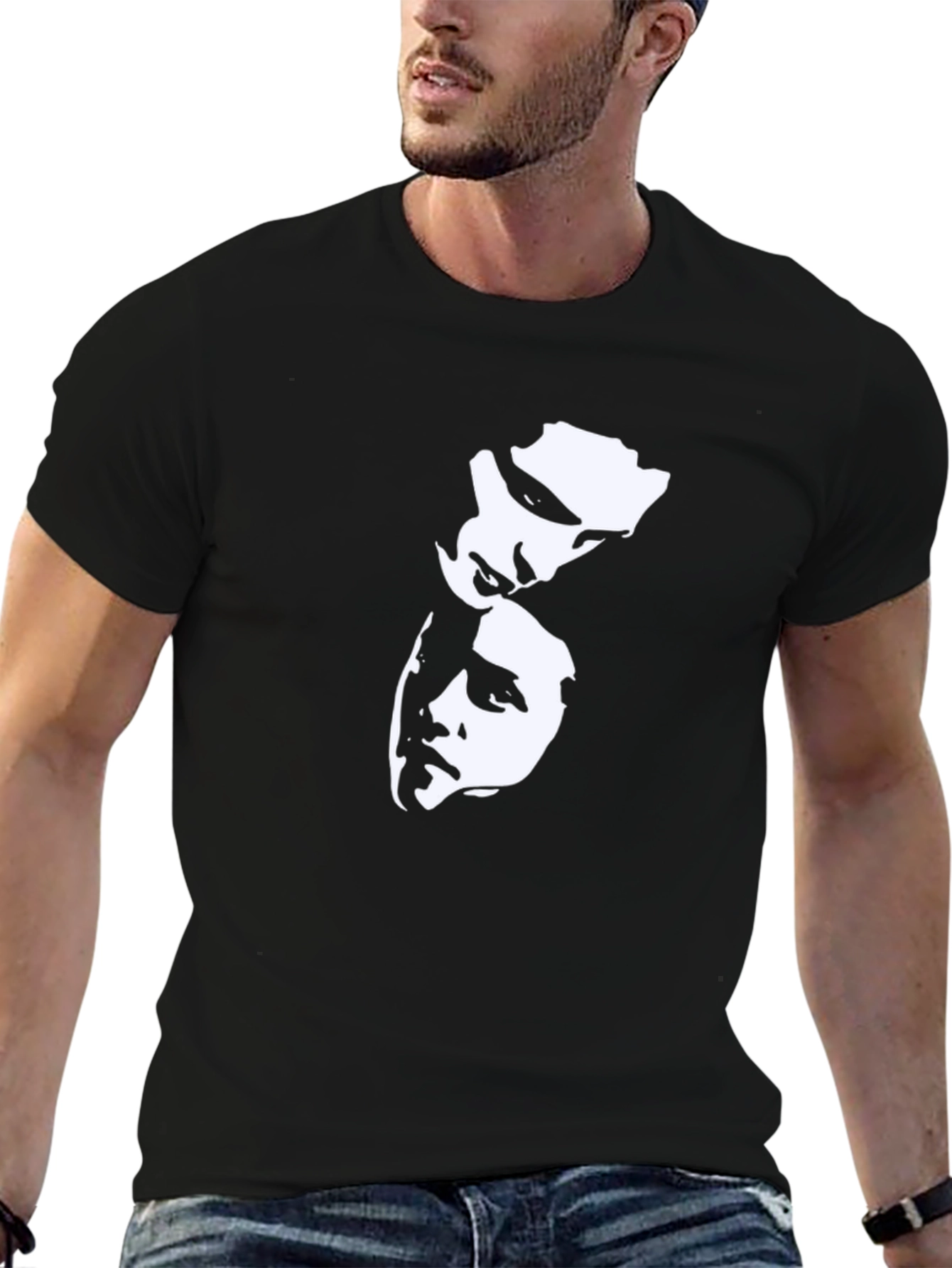 Black Graphic Tee - Dual Face Design