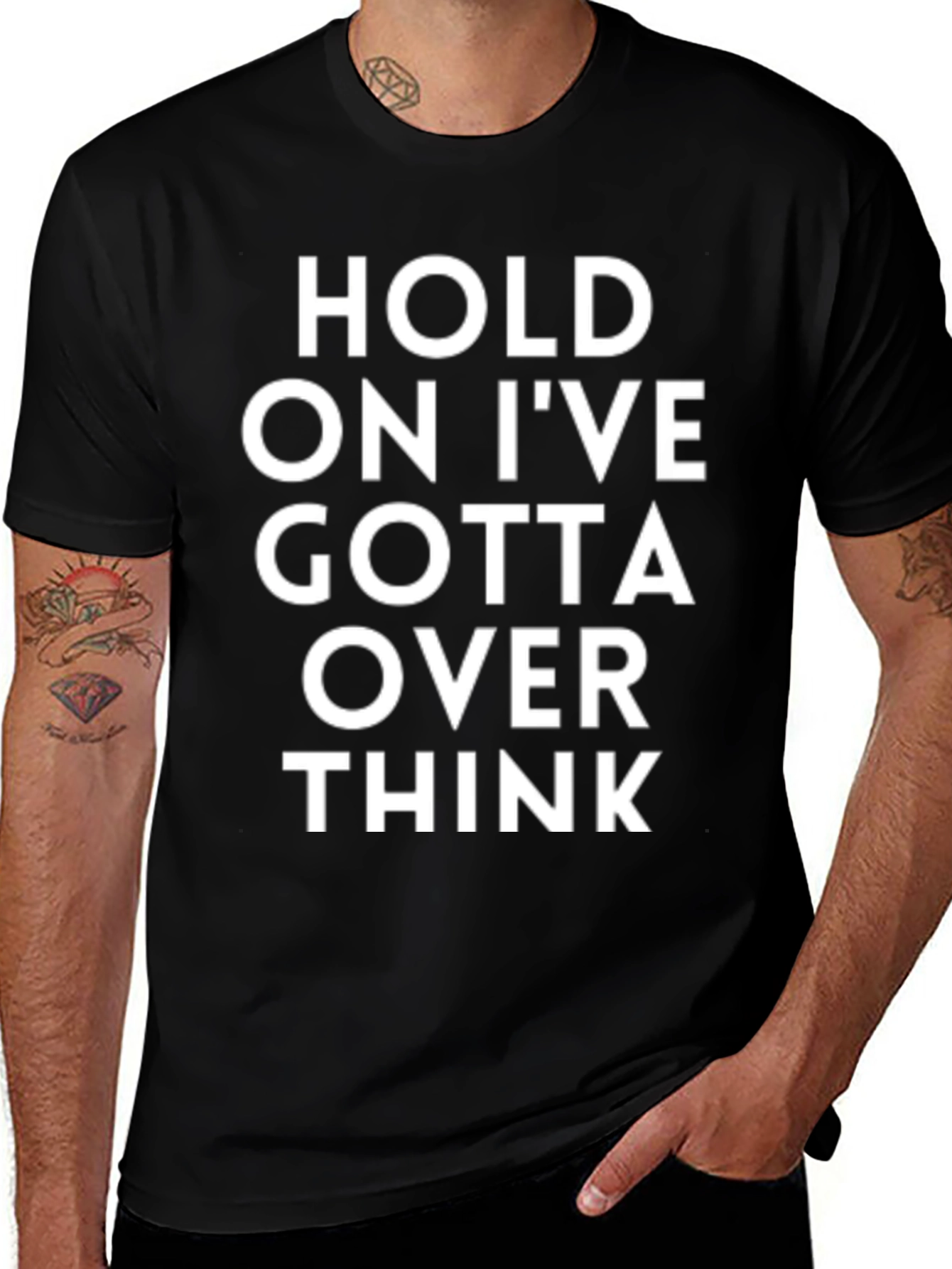 Over Thinker Black Cotton T-Shirt
