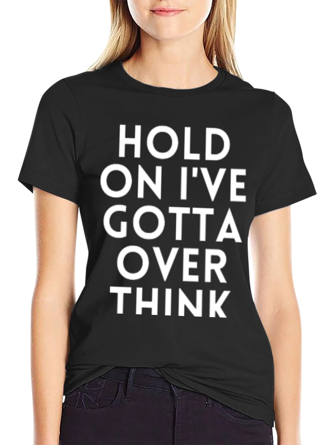 Over Thinker Black Cotton T-Shirt