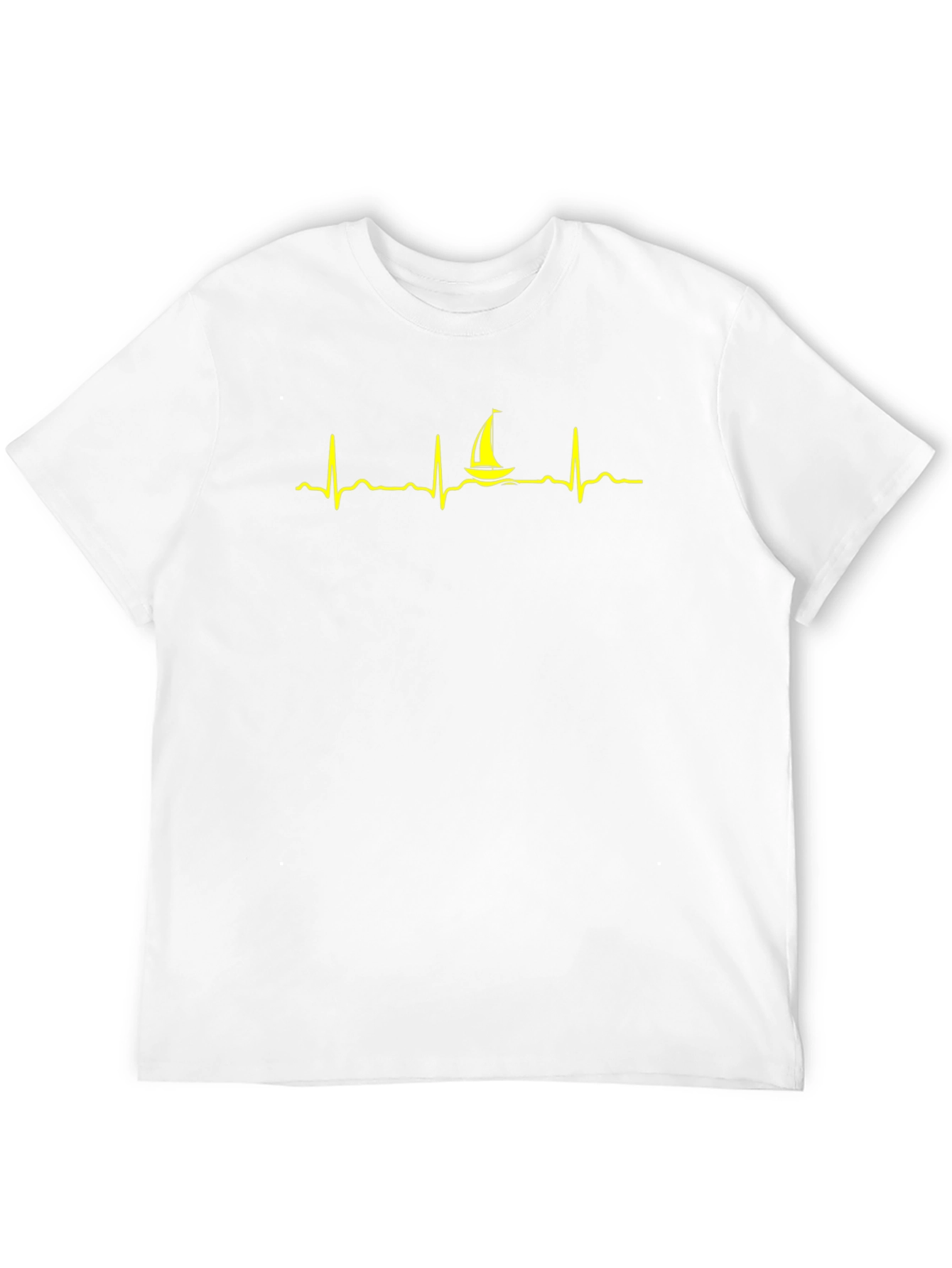 Sailboat Heartbeat Graphic Tee - Black Cotton T-Shirt
