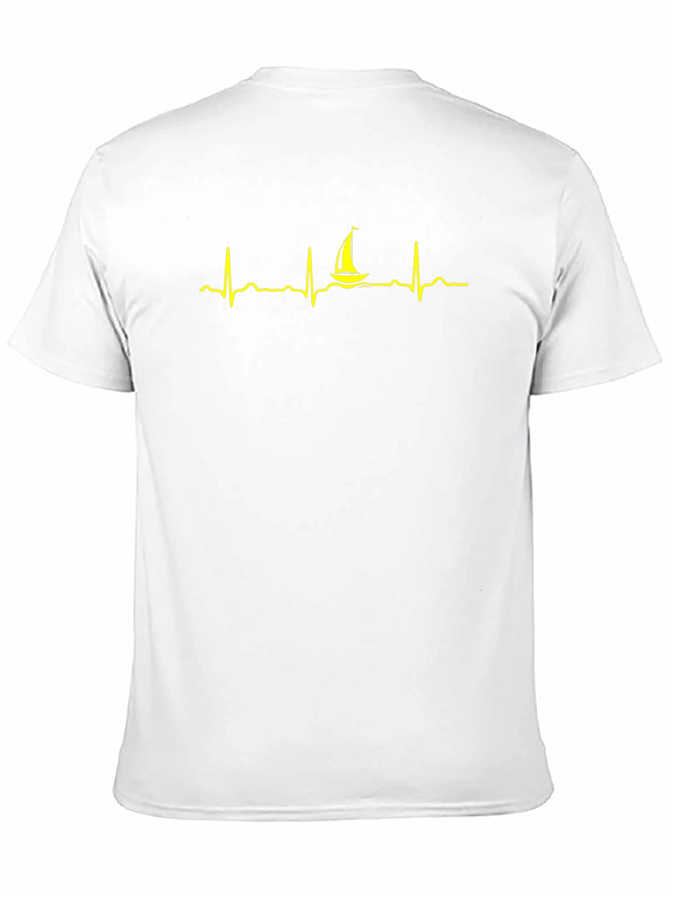 Sailboat Heartbeat Graphic Tee - Black Cotton T-Shirt