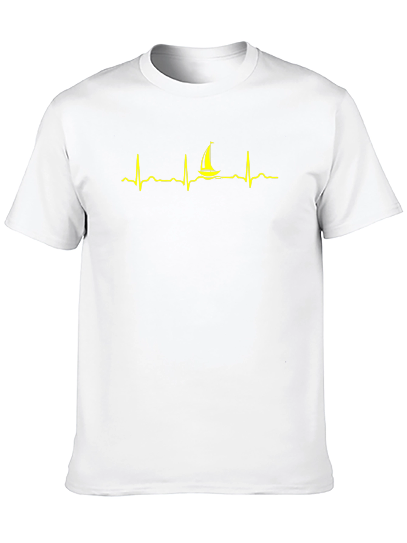 Sailboat Heartbeat Graphic Tee - Black Cotton T-Shirt